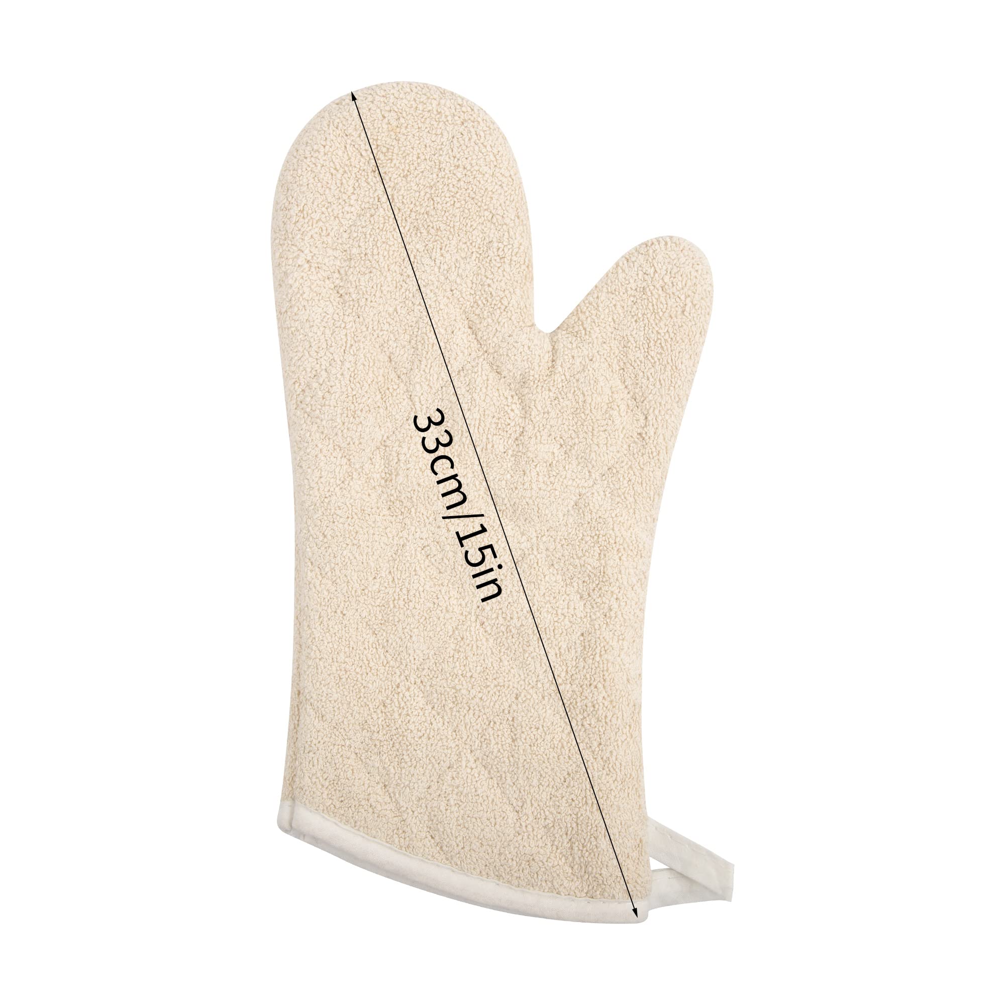 Terry Cloth Oven Mitts Heat Resistant to 482 F 15 Inch 100% Cotton Set of 2