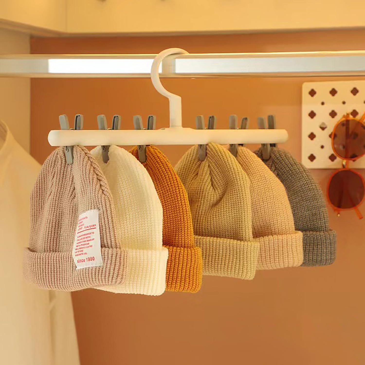 House Of Quirk Hat, Socks & Clothes Rack  360 Rotating Baseball Cap Organizer With Clips, Hanging Hat Holder For Closet, Wardro