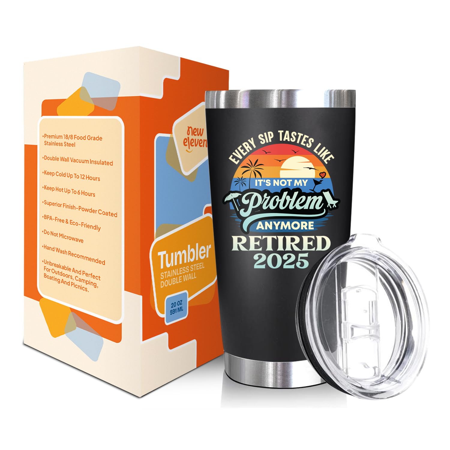 NewEleven 20 Oz Retirement Tumbler Gift For Women, Men 2025 | Goodbye Present | Going Away Gift | Farewell Gifts For Coworkers |