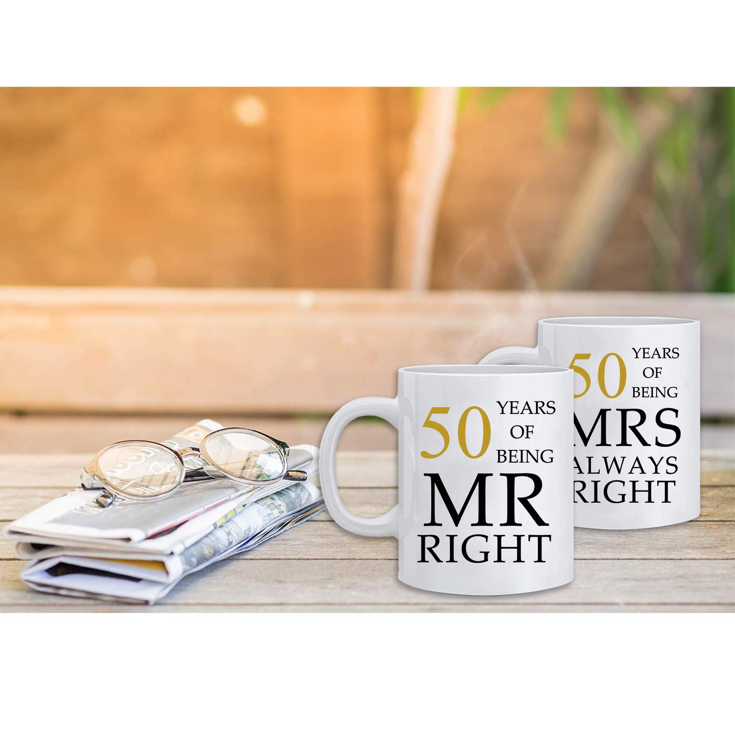 Kwieema 50th Wedding Anniversary for Couples, Golden 50th Anniversary for Parents, 50th Wedding Anniversary Coffee Mugs Grandpar