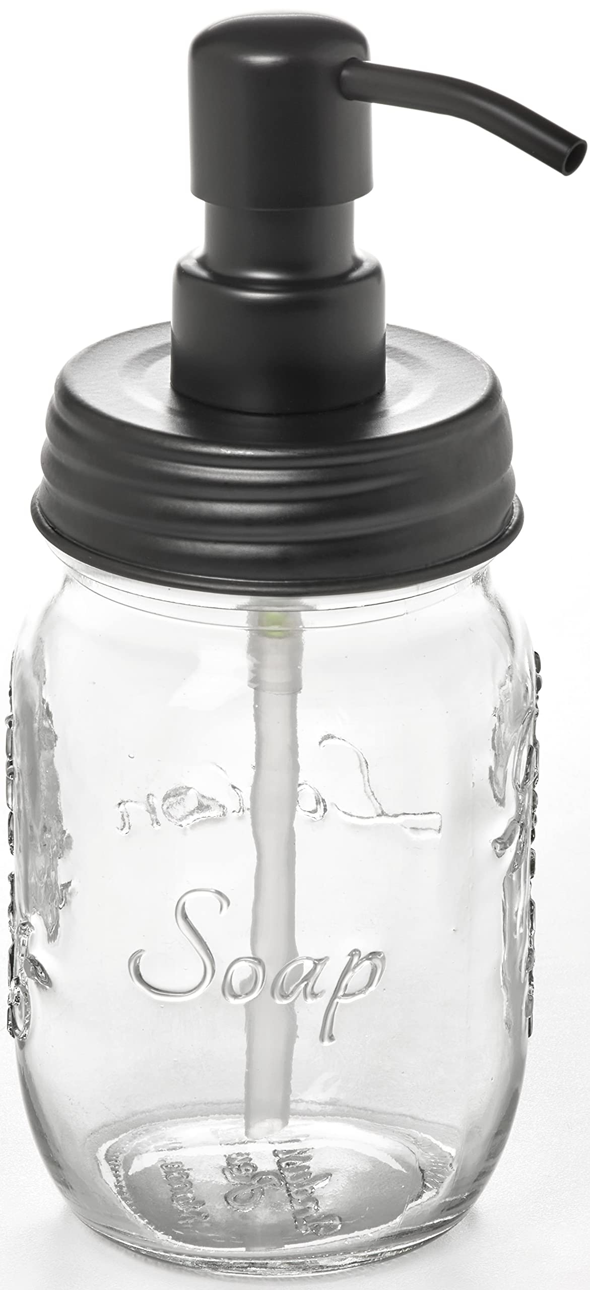 Mason Jar Soap And/Or Lotion Dispenser With Gloss Black Dispenser Pump And Non Slip Coaster For Hand Sanitizer, Liquid Soap Or H