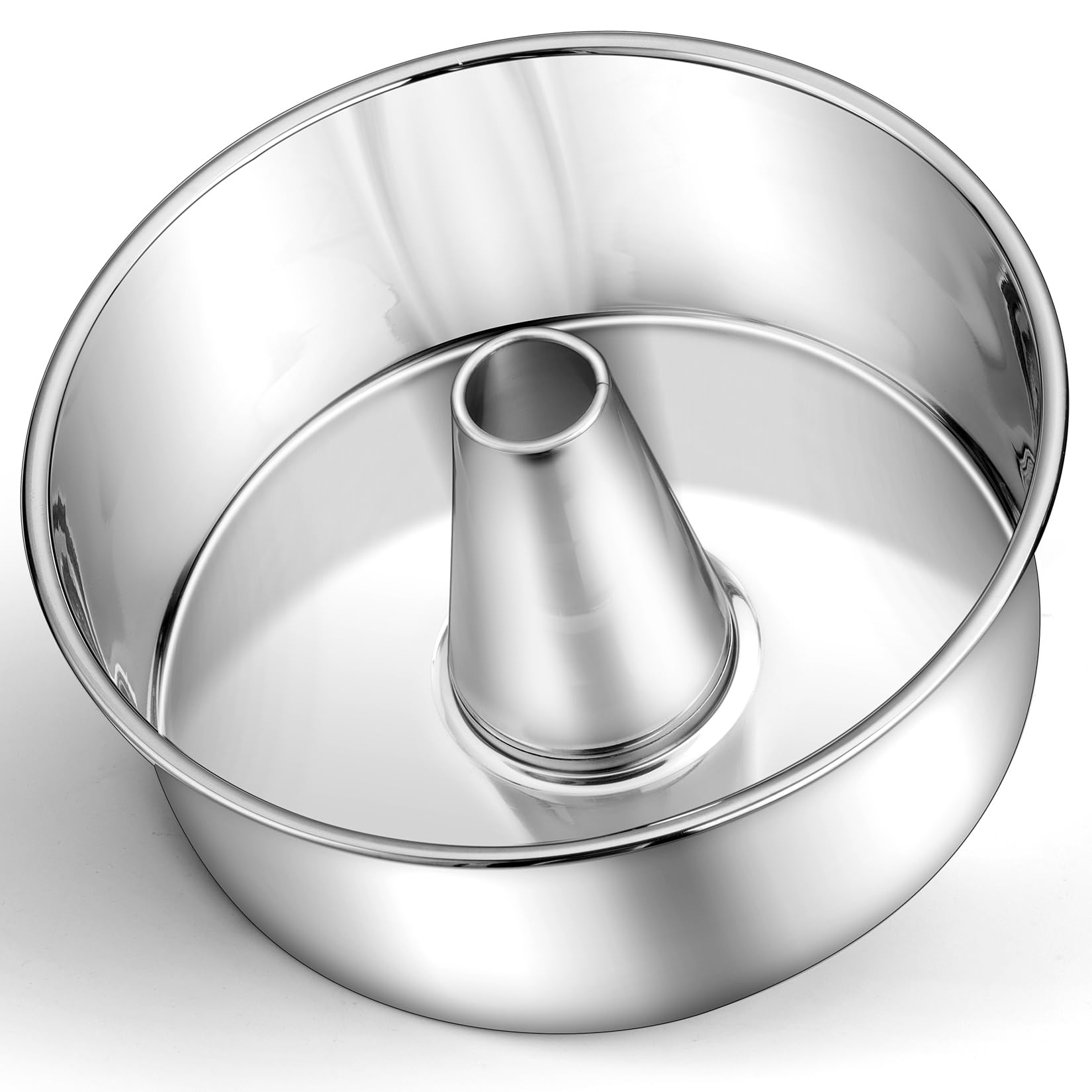 P&P Chef Angel Food Cake Pan, Stainless Steel 10 Inch Cake Pan With Tube, Round Cake Pan Pound Cake Baking Tin, Conical Hollow &