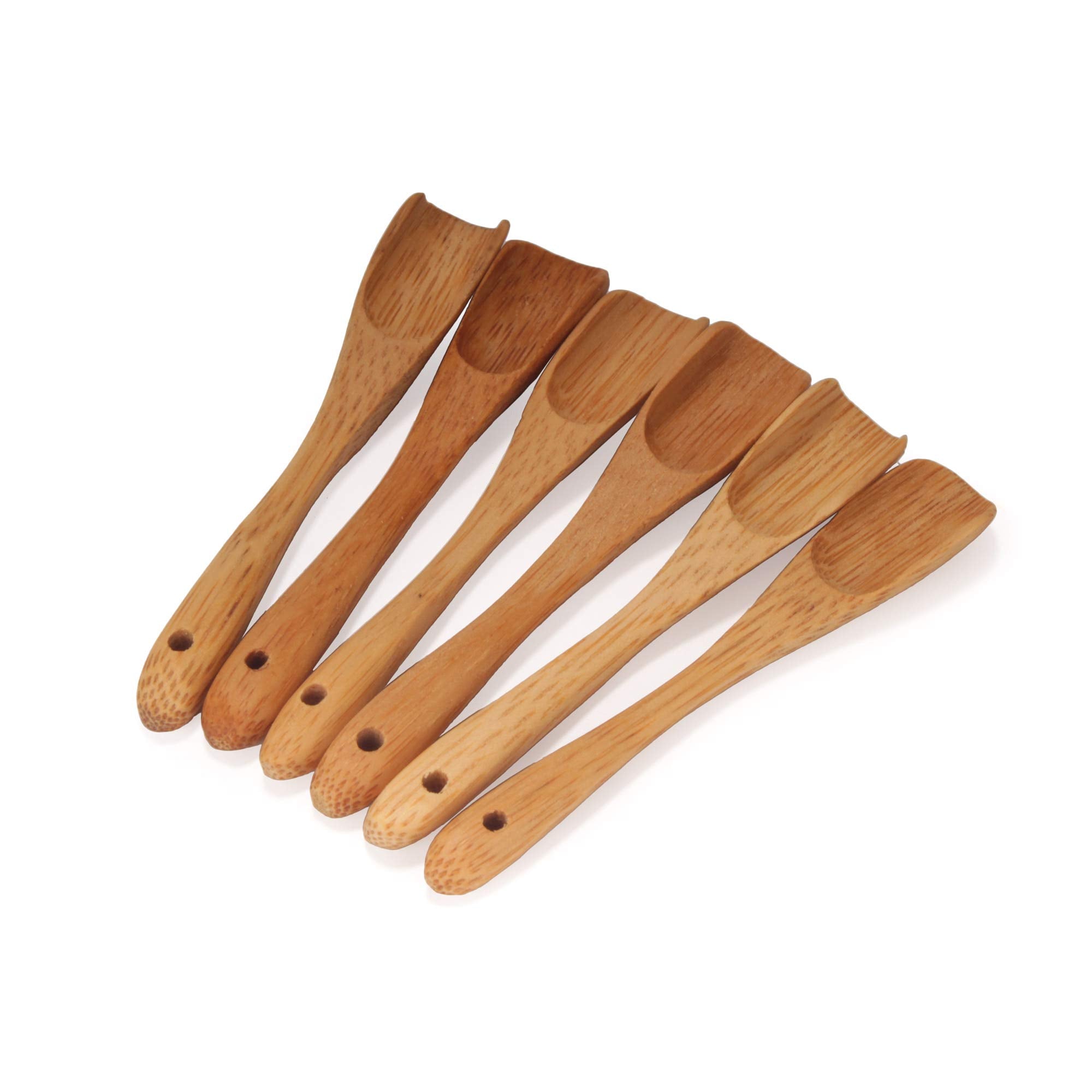 Bamboomn - 3.1'' Small Solid Bamboo Deep Scoop, 10Pcs