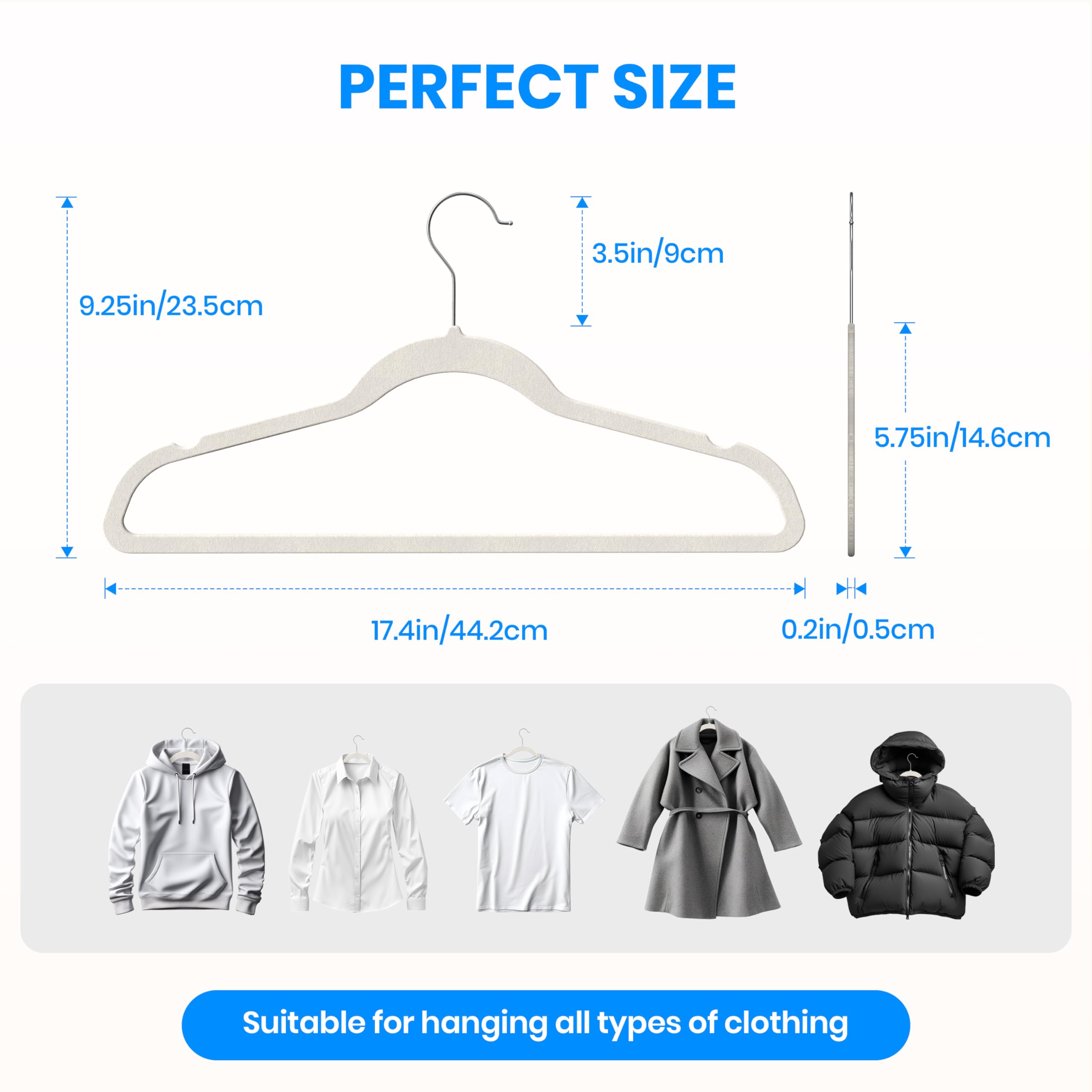 Simple Deluxe Velvet Hangers 30 Pack, Non-Slip Clothes Hangers With Shoulder Notches, 360 Swivel Hooks, Heavy Duty Coat Suit Han