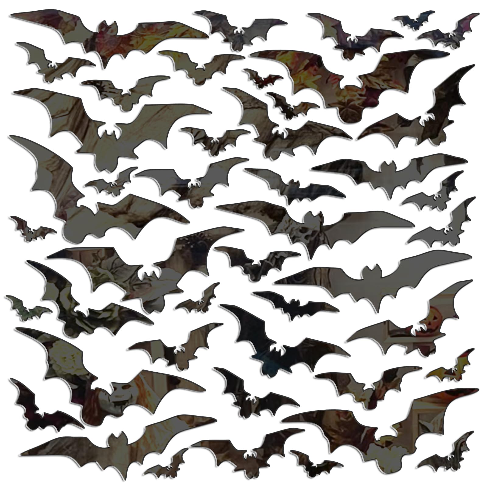 Halloween Bat Acrylic Wall Stickers Bats 3D Wall Decor Removable Halloween Decorations Acrylic Mirror Wall Decals Black Bat Wall