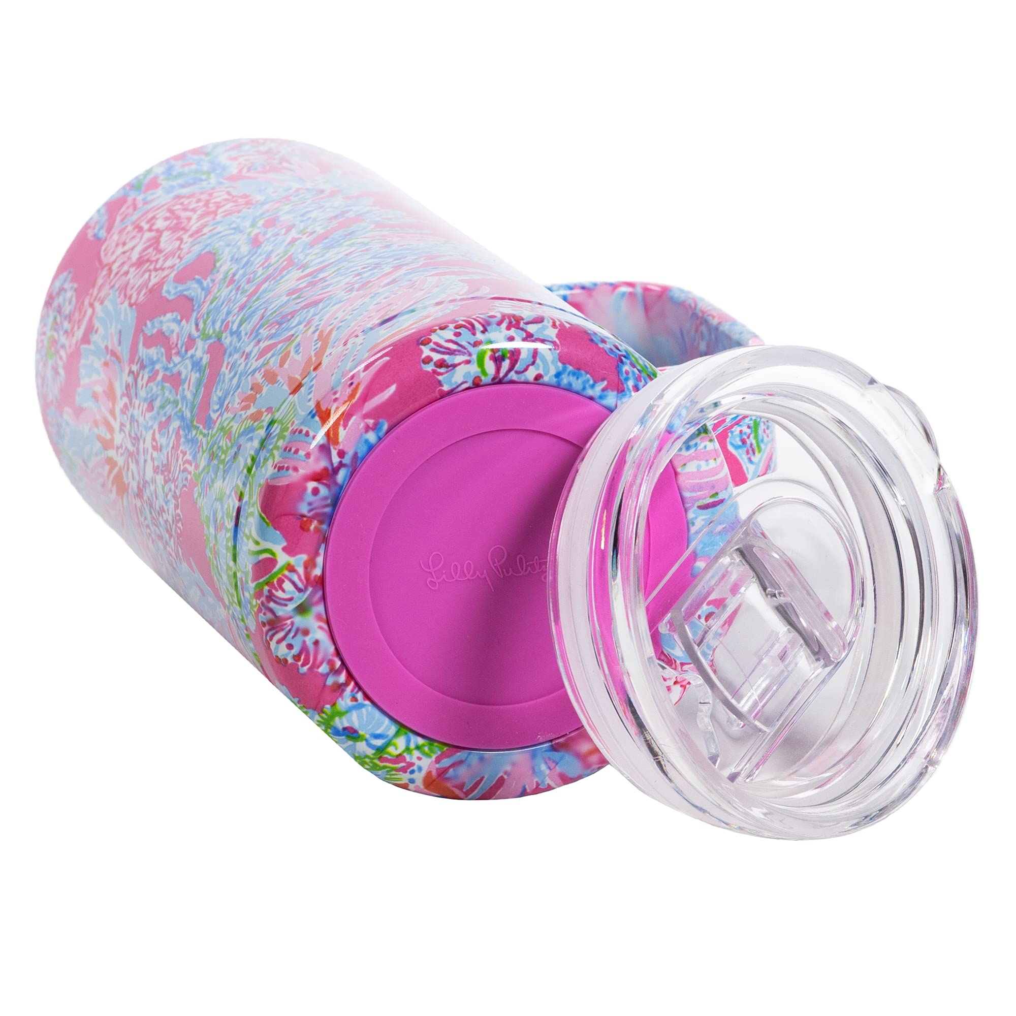 Lilly Pulitzer 16 Oz Travel Mug With Handle And Lid, Stainless Steel Insulated Coffee Tumbler, Double Wall Metal Cup, Seaing Thi