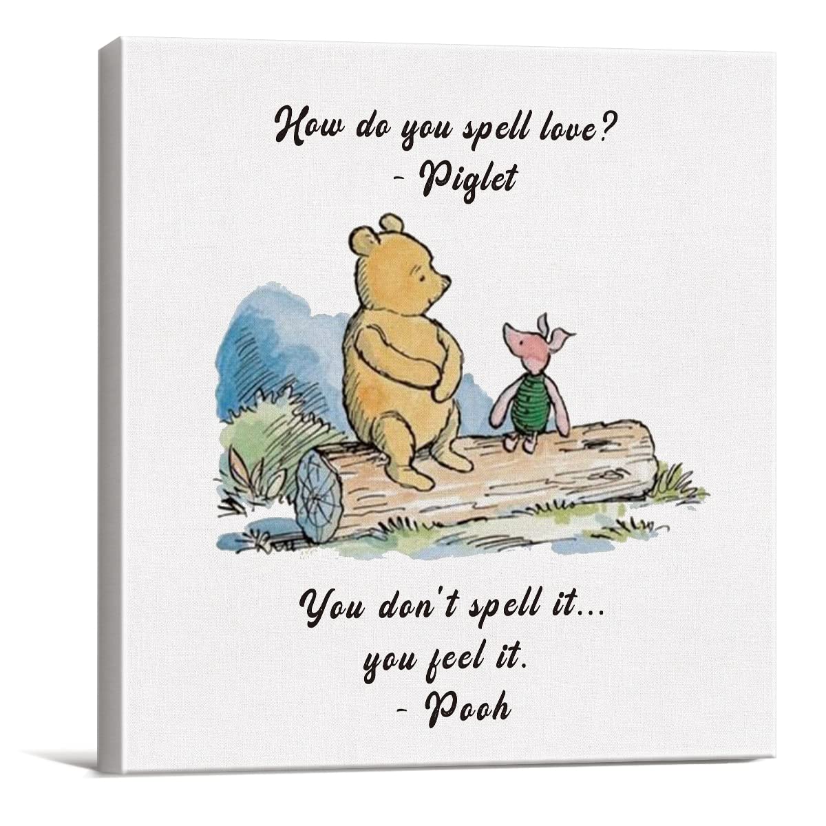 Classic Winnie The Pooh Wall Art Decor How Do You Spell Love Quote Canvas Painting Pictures Framed Print Sign Artwork Ready To H