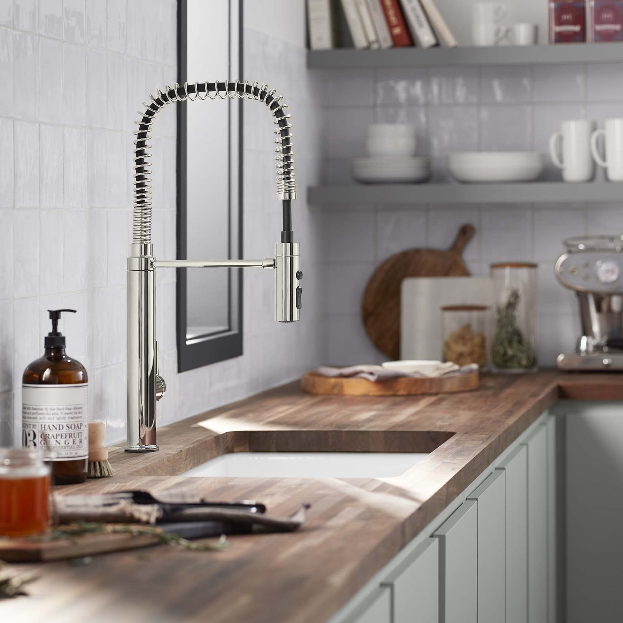 Kohler 24982-Sn Purist Semi-Professional Kitchen Sink Faucet With 3-Function Pull Down Sprayer, Vibrant Polished Nickel