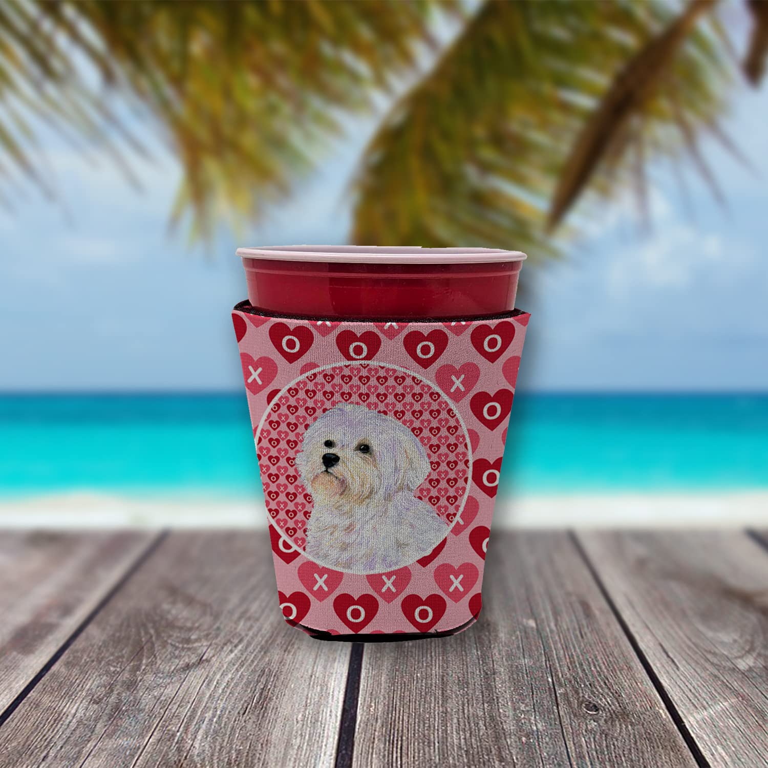 Maltese  Red Solo Cup Beverage Insulator Hugger