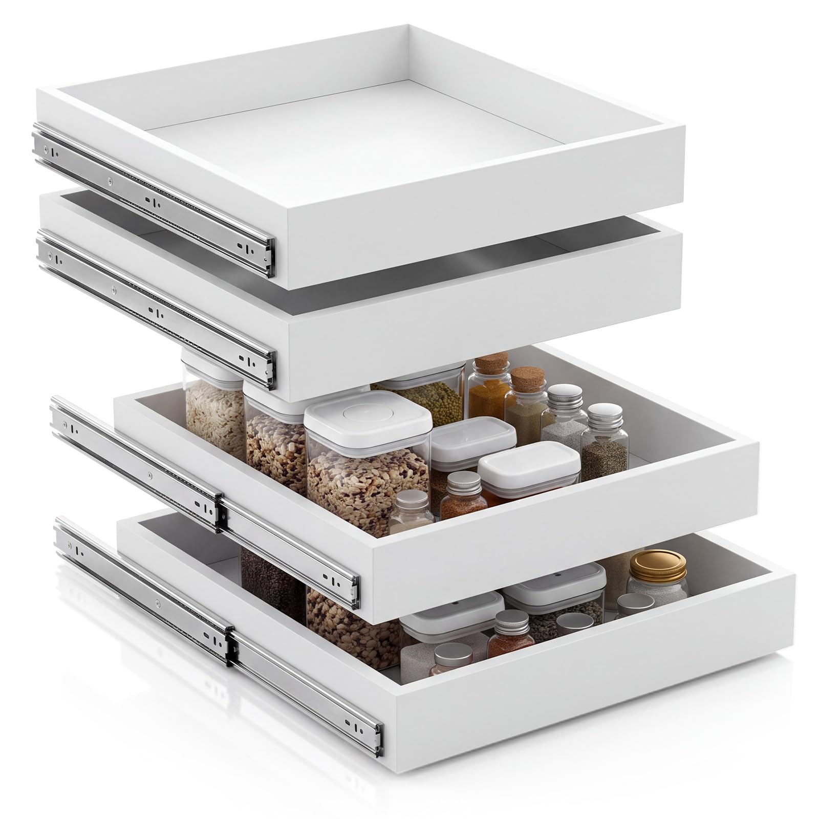 Pinkunn 4 Pcs Wooden Pull out Cabinet Organizer Cabinet Drawer 20 x 21