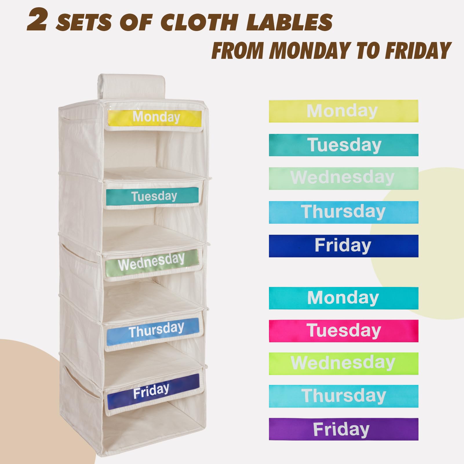Weekly Clothes Organizer For Kids-Day Of The Week Clothes Organizer For Kids-Kids Daily Clothes Organizer-Monday Friday Clothes