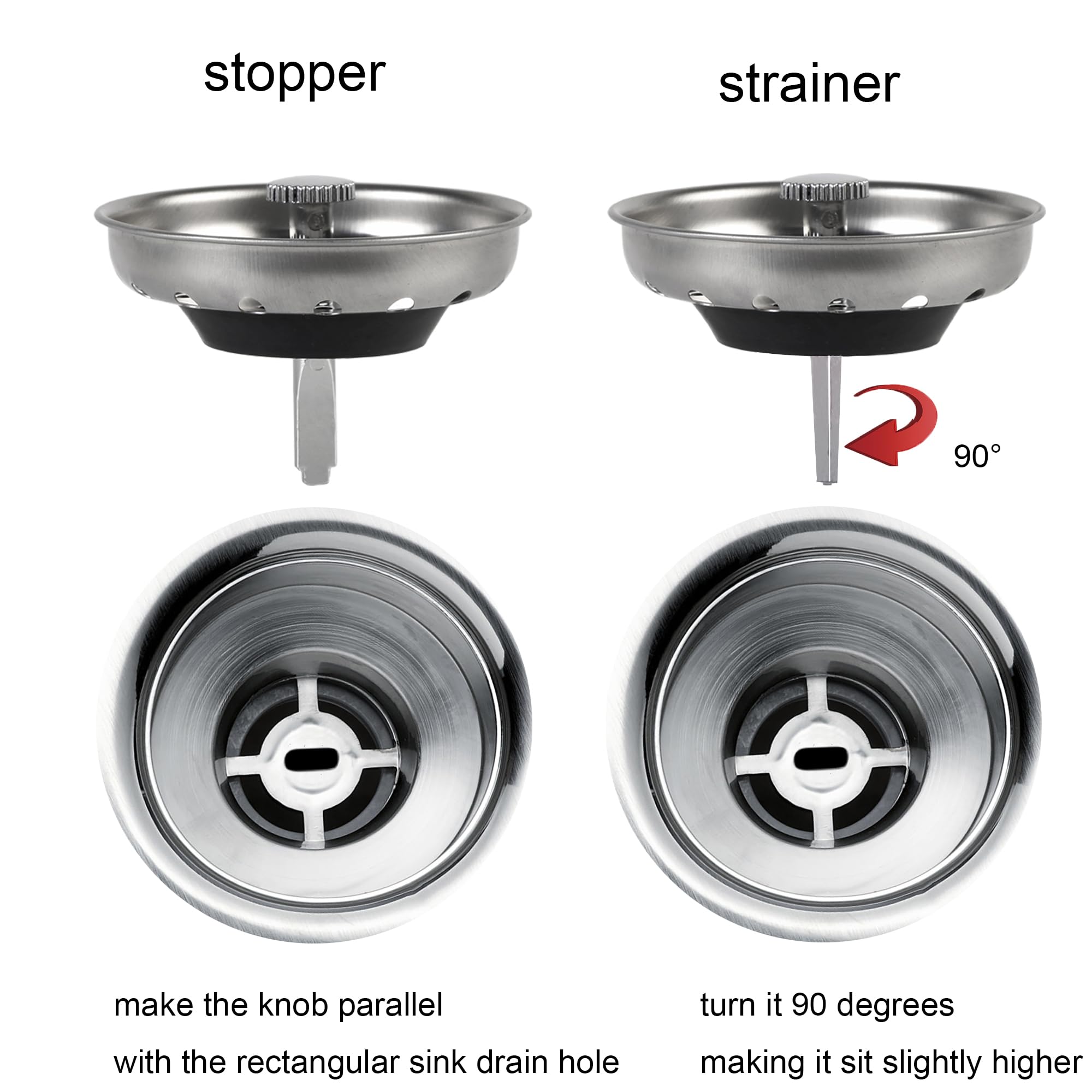 FURNIFE 2 Pcs Sink Drain Strainer Sink Stopper Combo Basket Replacement for Kitchen 3-1/2 inch Drain  Sink Drain Strainer Kitchen Sink Stopper Kitchen Sink Strainer