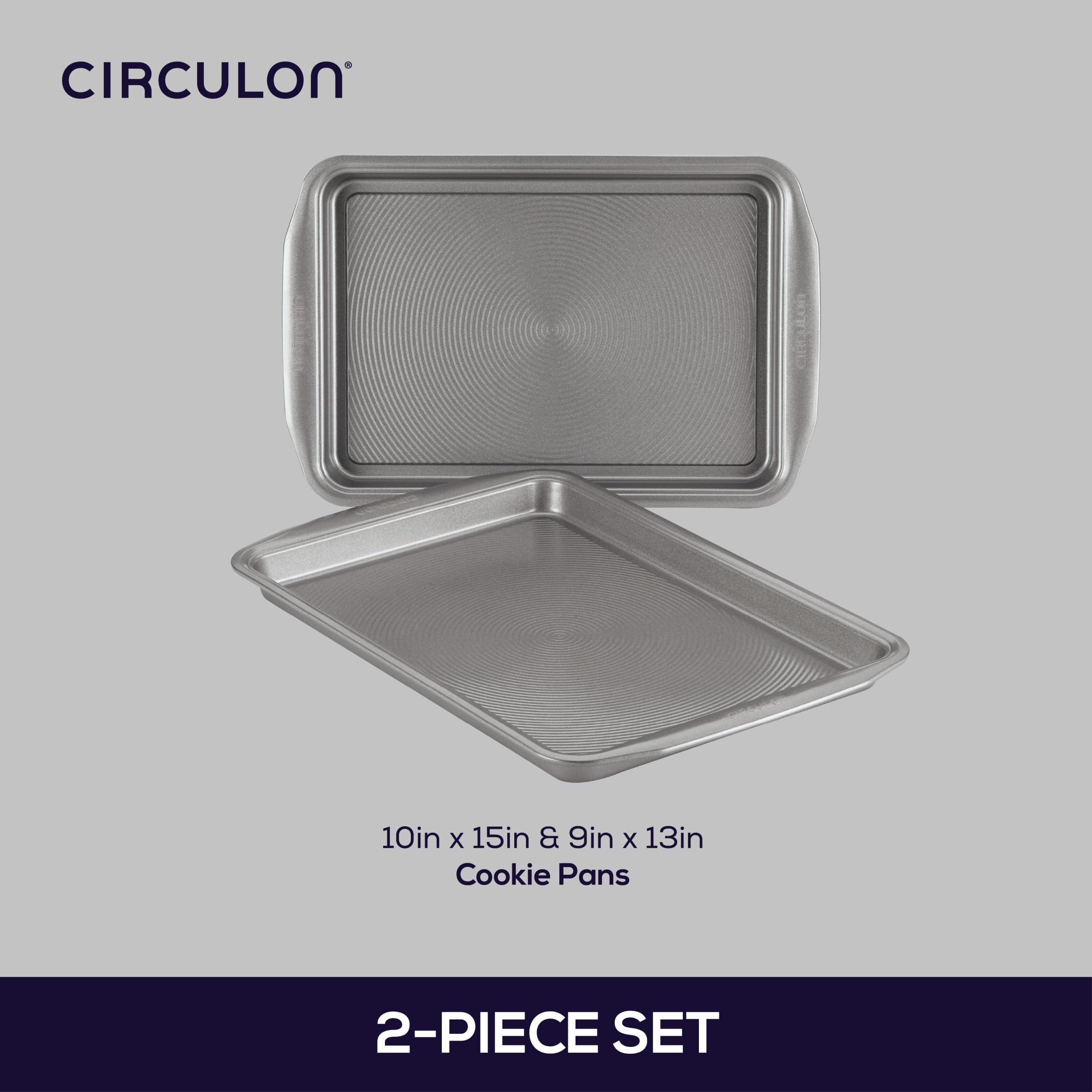 Circulon Nonstick Bakeware Set, Nonstick Cookie Sheet / Baking Sheet - 2 Piece, Gray