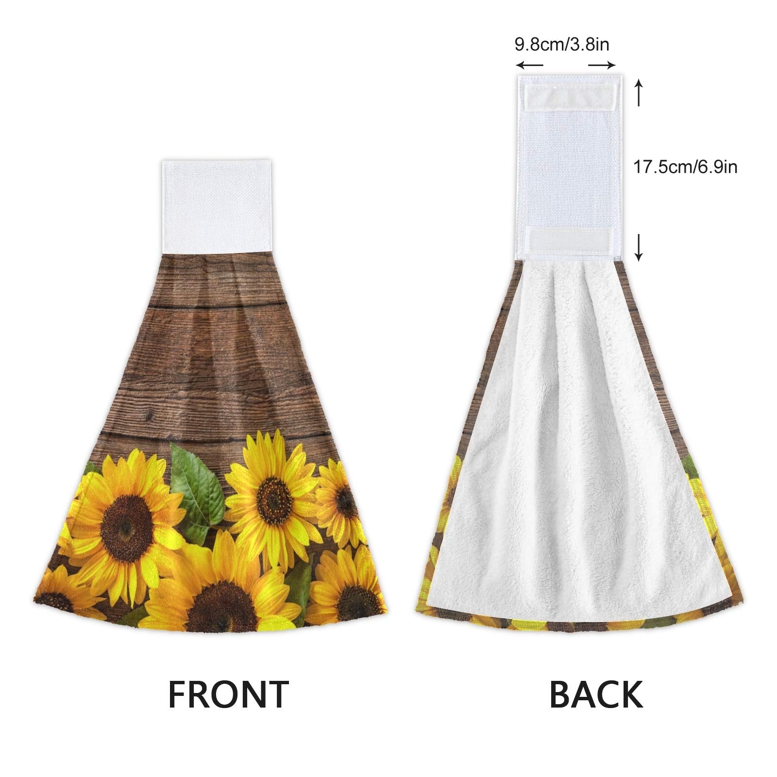 Spring Summer Sunflowers Hanging Kitchen Towel Autumn Yellow Flowers Wooden Hand Tie Towels Set 2 Pcs Tea Bar Dish Cloths Dry To