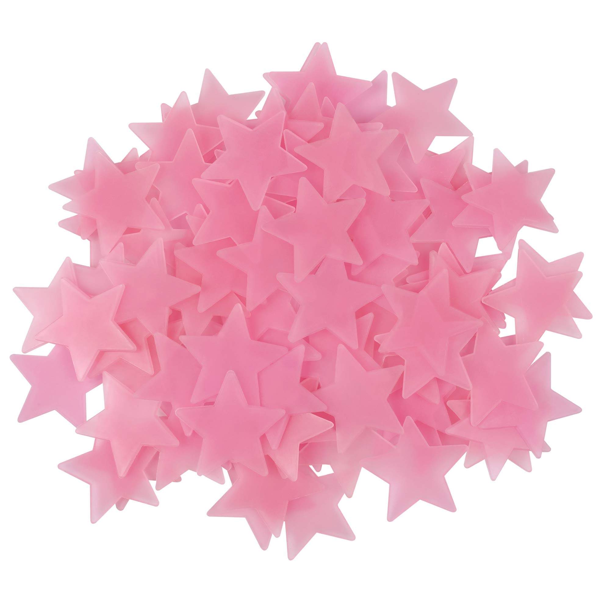 Am Amaonm 100 Pcs Pink Glow In The Dark Luminous Stars Fluorescent Noctilucent Plastic Wall Stickers Murals Decals For Home Art