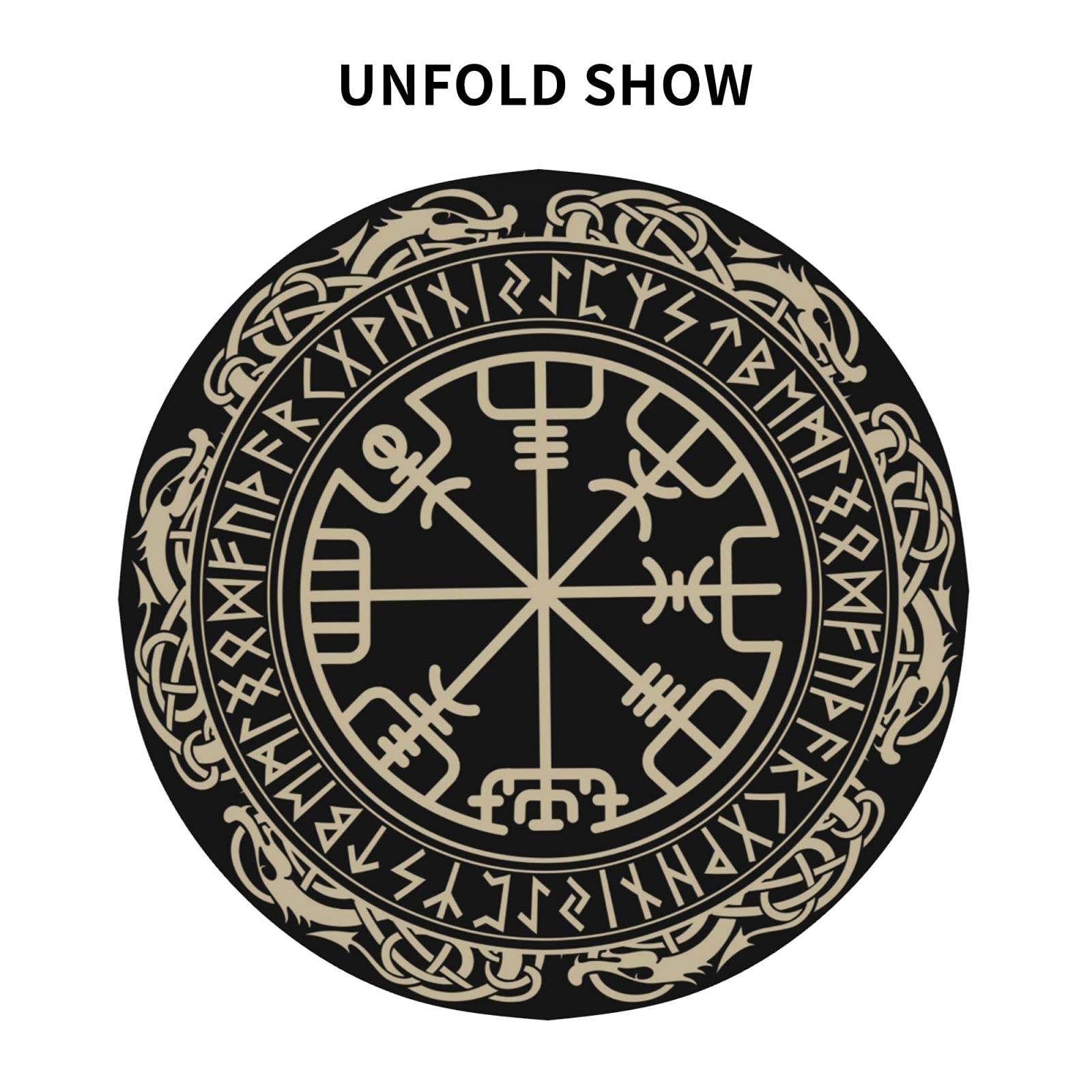 Freehotu Viking Nordic Celtic Symbol Round Tablecloth Thicken Desk Cloth Washable Table Cover Table Cloth For Kitchen Daily Dinn