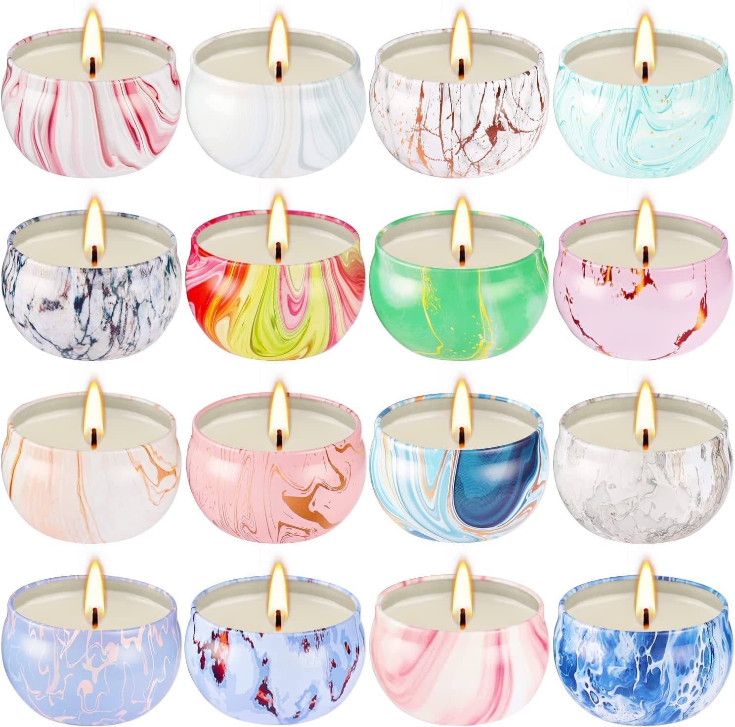 WPONSZU 16 Packs Scented Candle Gift Set for Mom | Woman, 2.5oz Jar Candles for Home Scented Bath Yoga, Natural Soy Wax, Fragran