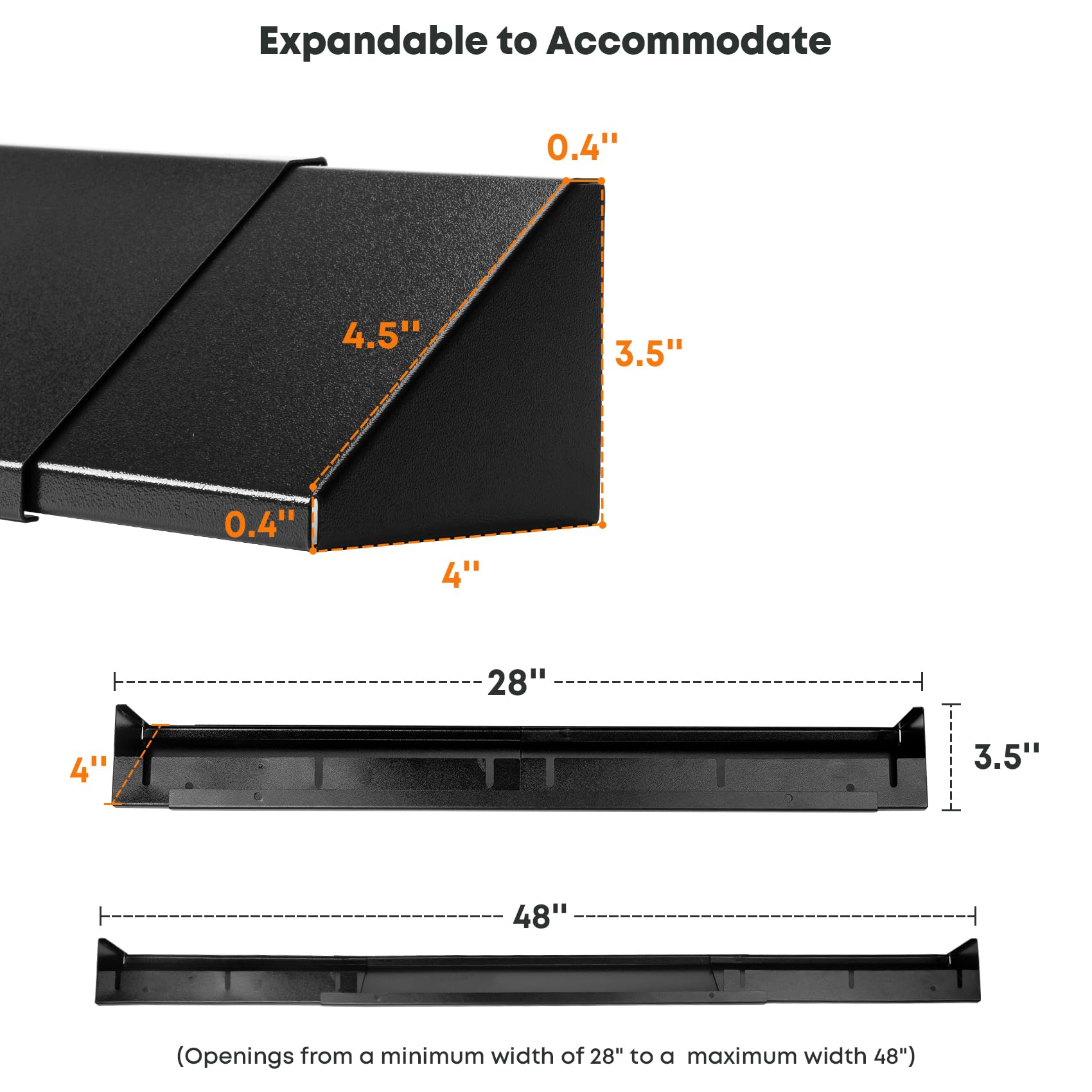 Stanbroil Adjustable Fireplace Hood 28.5 To 48'' Accessory, Black Powder Coat Fireplace Hood Heat Shield