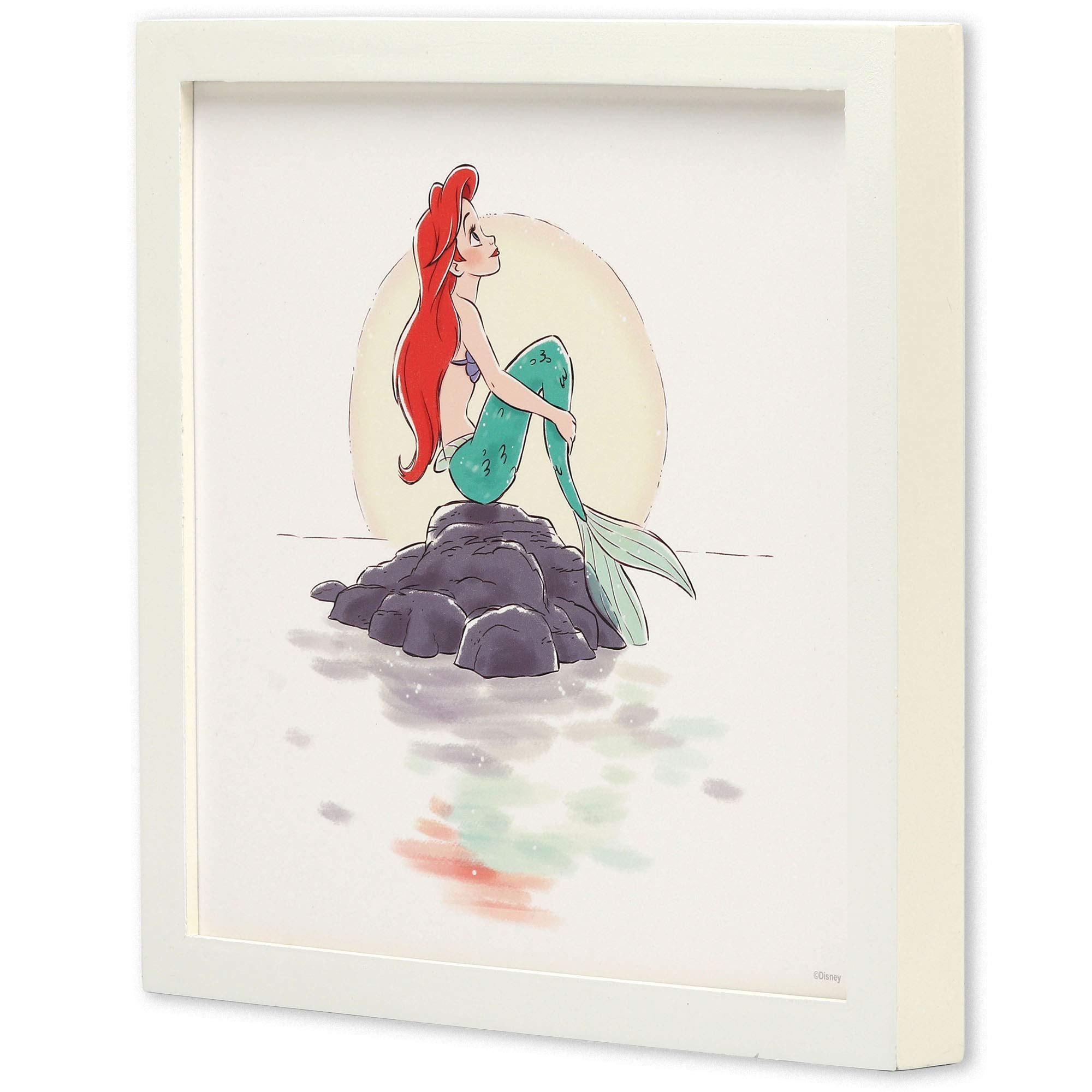 Disney The Little Mermaid Ariel Framed Wood Wall Decor - Classic Ariel Picture For Bedroom, Play Room Or Movie Room