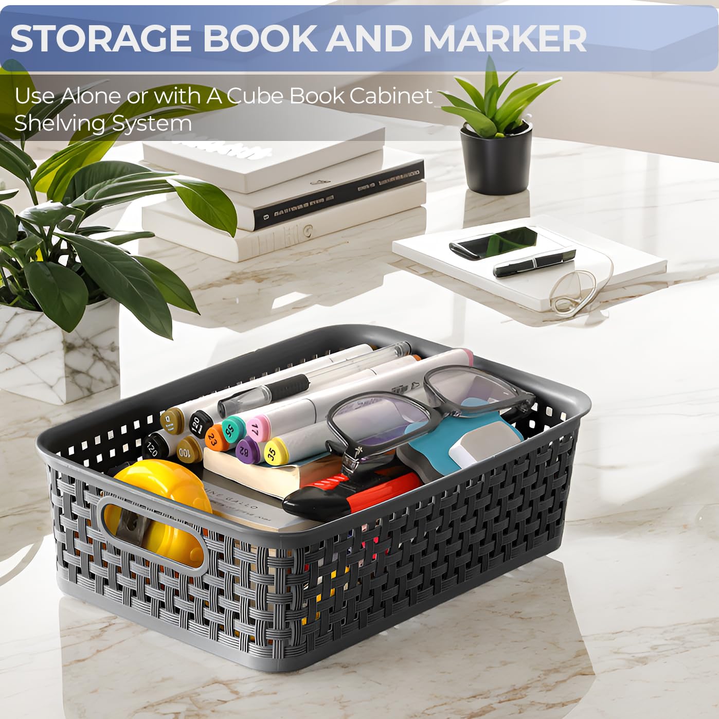 Fucdtefc 6 Pack Small Plastic Basket, Storage Bin Baskets For Organizing, Pantry Organizer Household Wicker Storage For Laundry