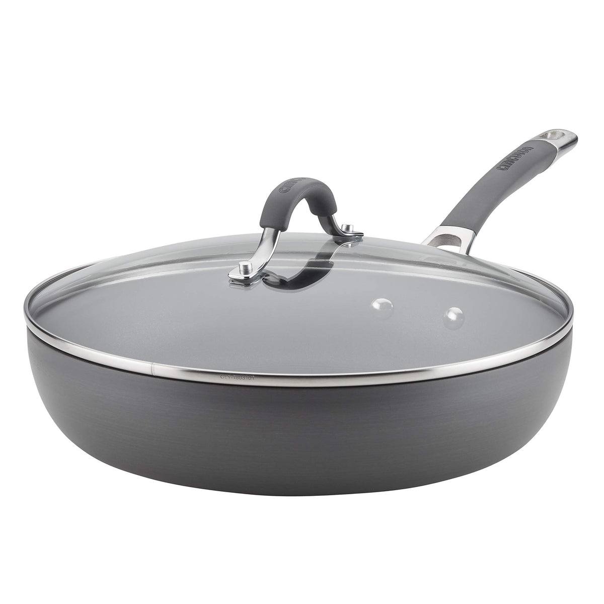 Circulon Radiance Deep Hard Anodized Nonstick Frying Pan /Skillet With Lid - 12 Inch, Gray