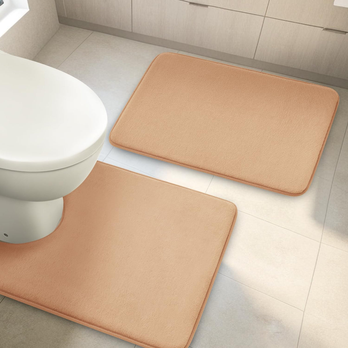 Yihouse Bathroom Rug Sets 2 Piece, Memory Foam Bath Mat, Non Slip Super Absorbent Soft Bathroom Mats, Machine Washable Bathroom
