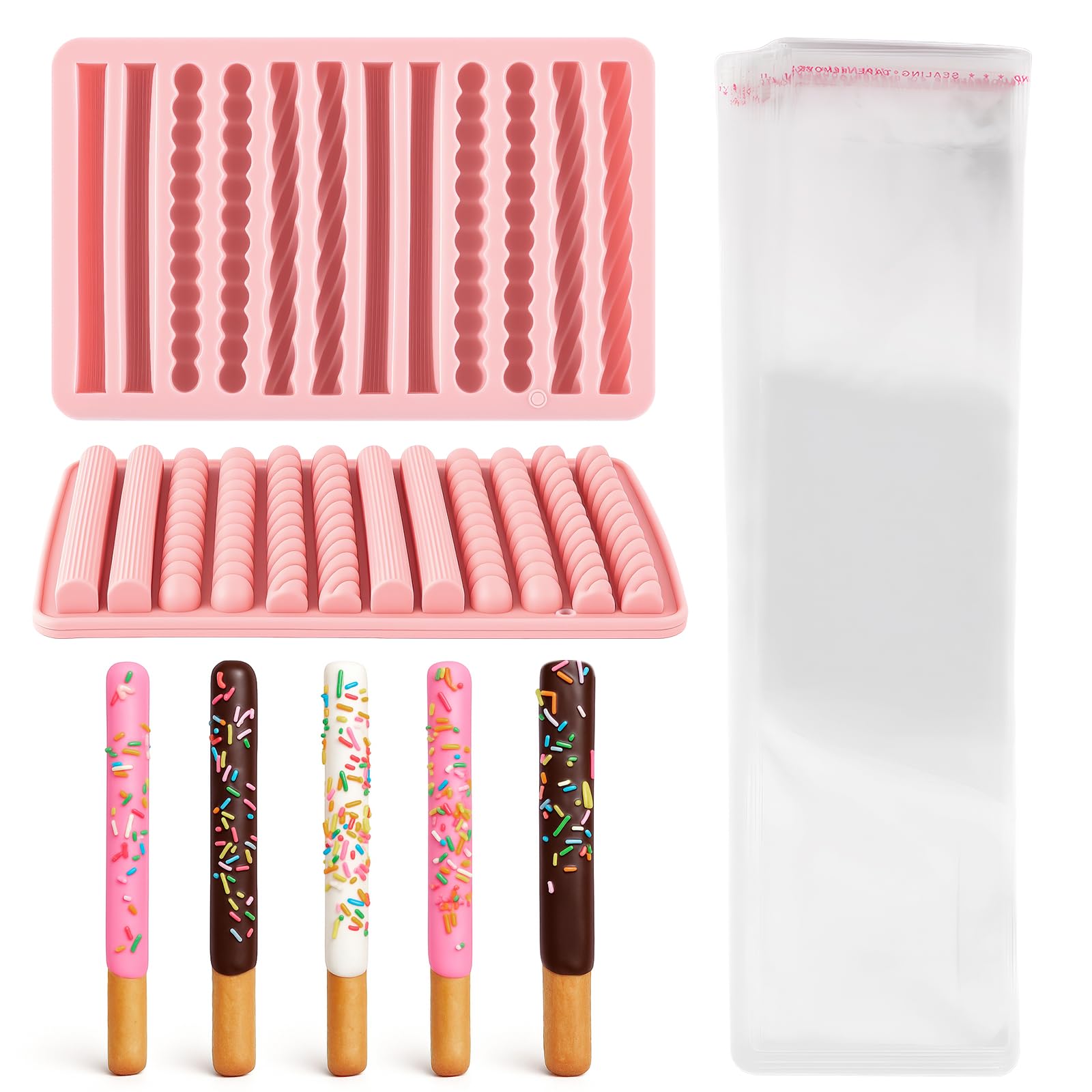 LemonRoad 102 Pcs Pretzel Rods Making Set 2 Pretzel Rods Molds 4.2x0.43 in