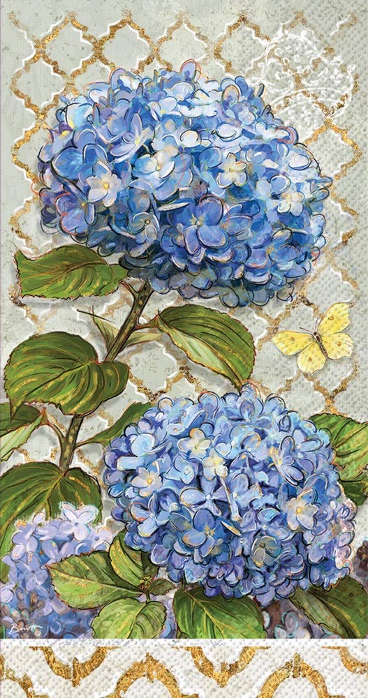 Boston International Hand Towels, Decorative Paper Guest Towels For Bathroom Or Paper Napkins Dinner Napkins Garden Blue Hydrang