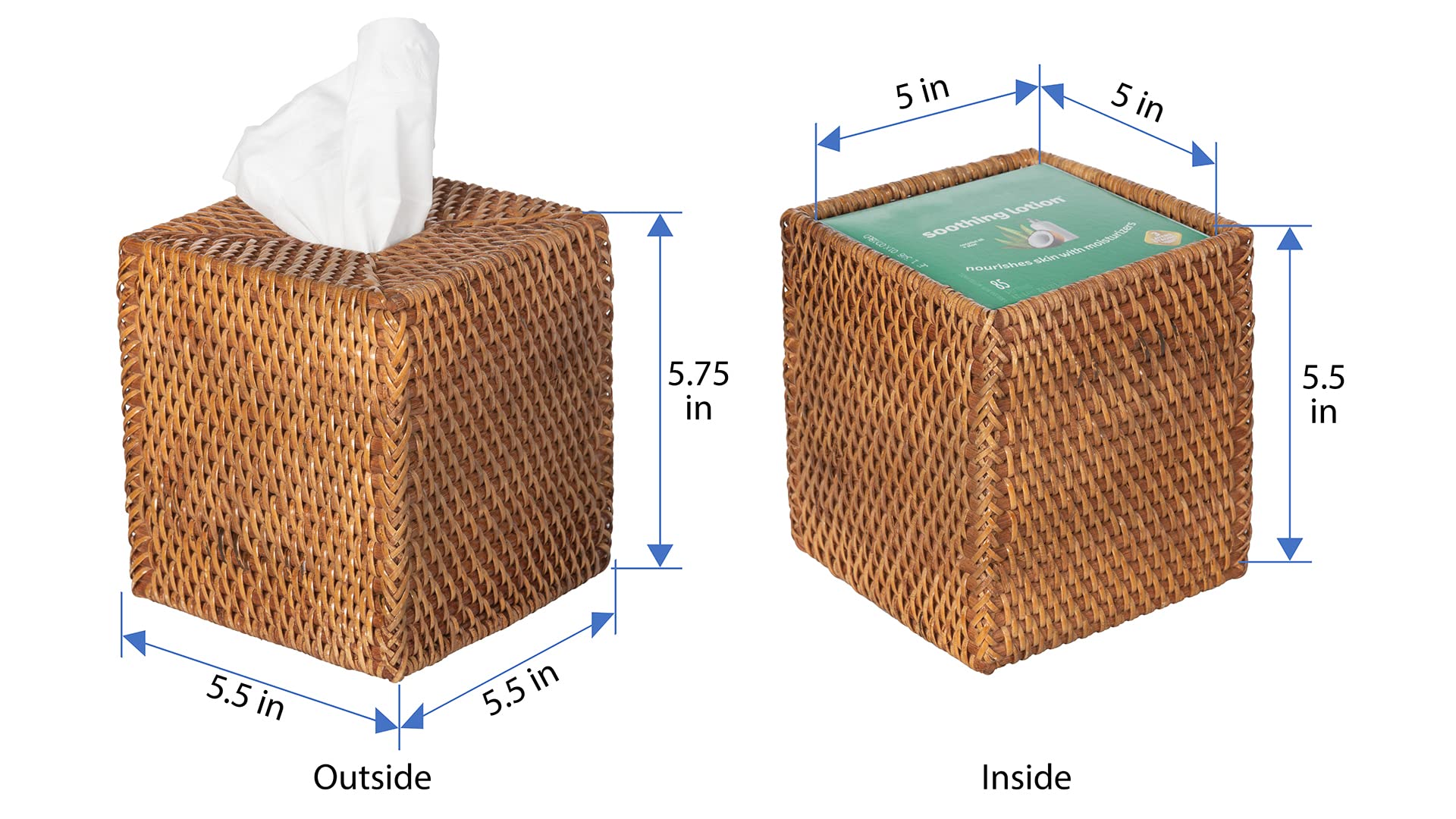 Kouboo Loma Square Rattan Tissue Box Cover (Brown)