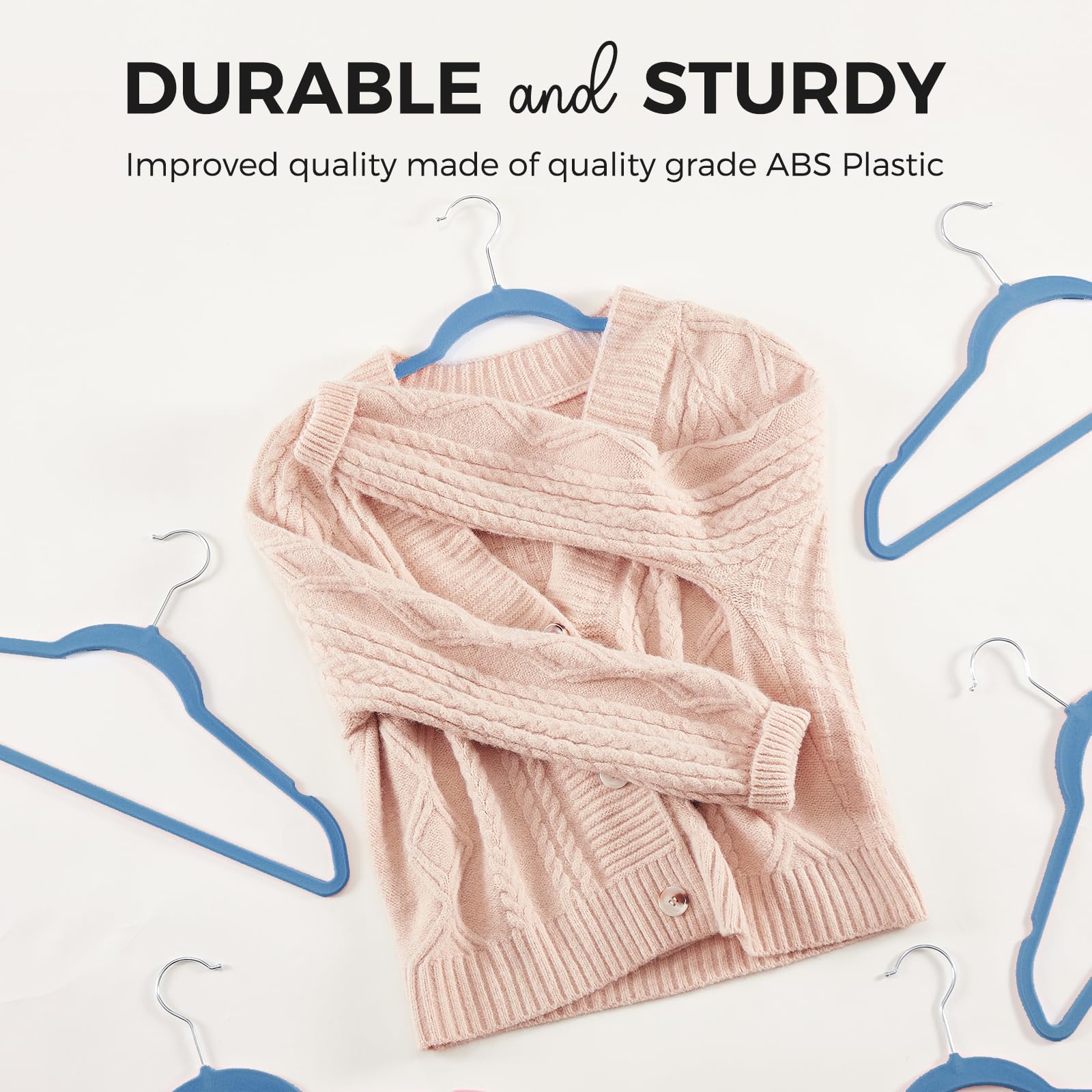 House Day Premium Velvet Clothes Hangers 50 Pack Non-Slip Flocked Felt Hangers Heavy Duty Durable Coat And Suit Hangers | Vibran