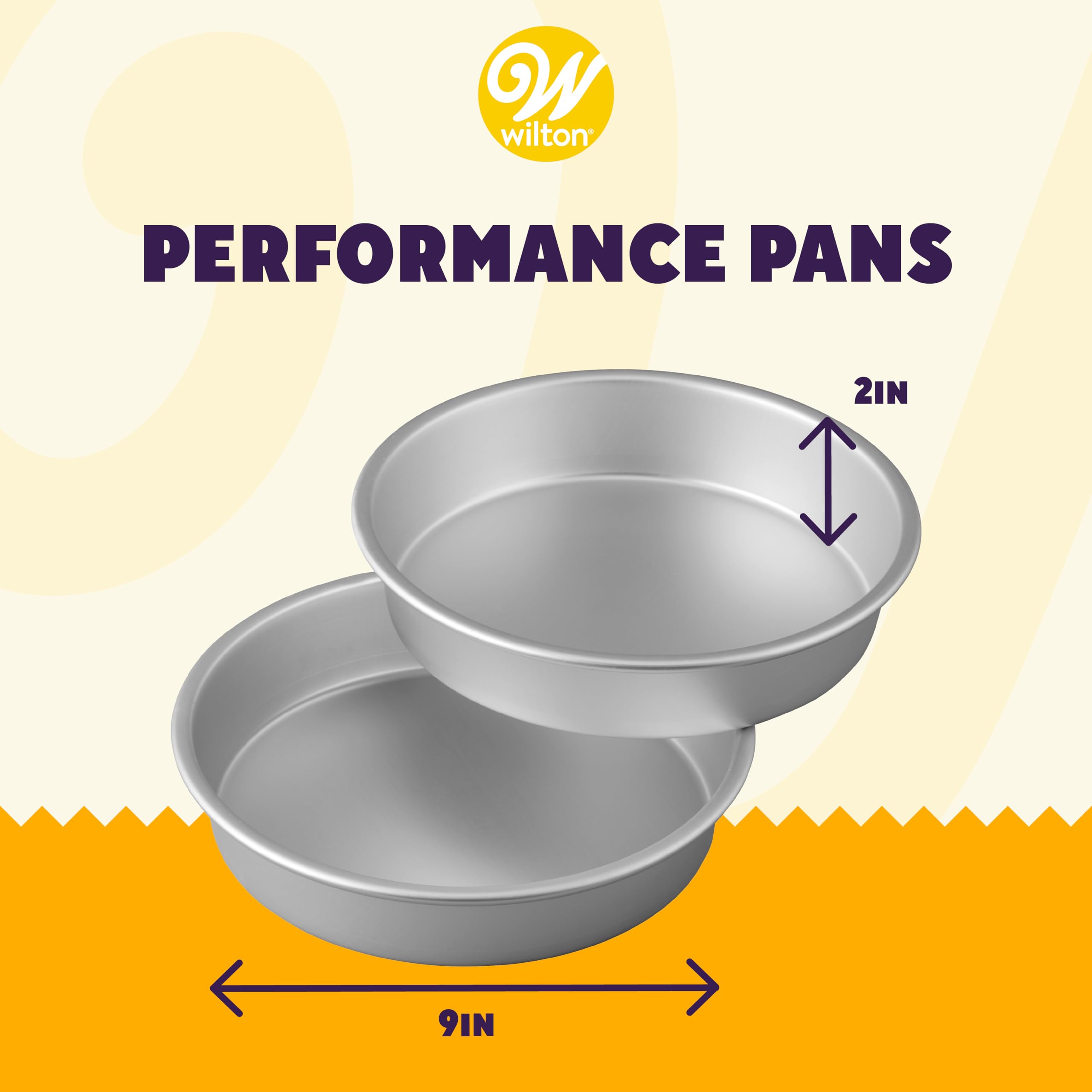 Wilton Performance Pans Aluminum Round Cake Pan, 9 X 2 In., Pack Of 2