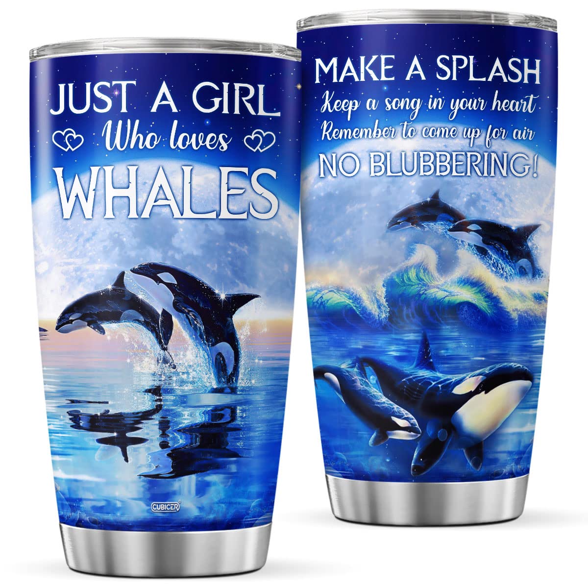 Cubicer Whale Stainless Steel Tumbler Whale Tail Coffee Cups Tumblers Beluga Whale 20 Oz Mugs Decor Mug Inspirational Insulated