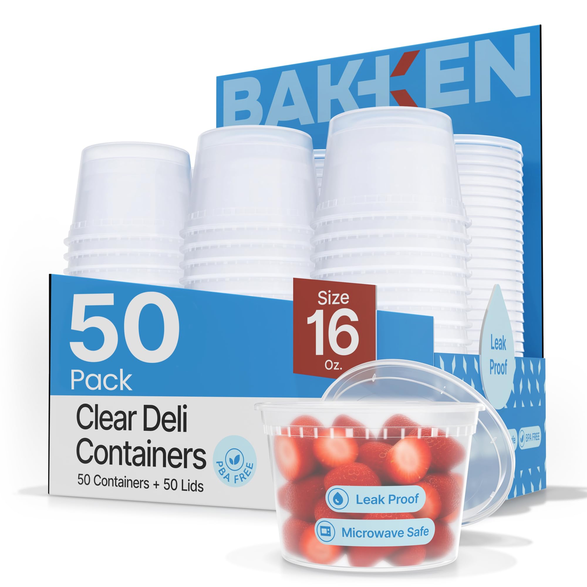 Plastic Deli Containers With Lids 16Oz (Pack Of 50) - Leak-Proof, Bpa-Free Food Storage Containers For Soup, Slime & Meal Prep, 