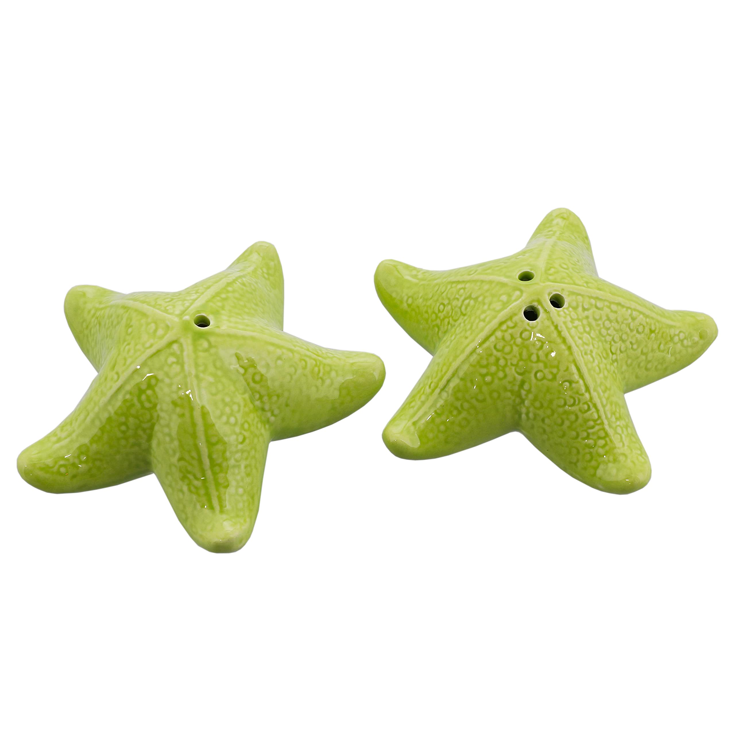 Ceramic Salt & Pepper Shakers Novelty Kitchen D  Cor - Green Starfish