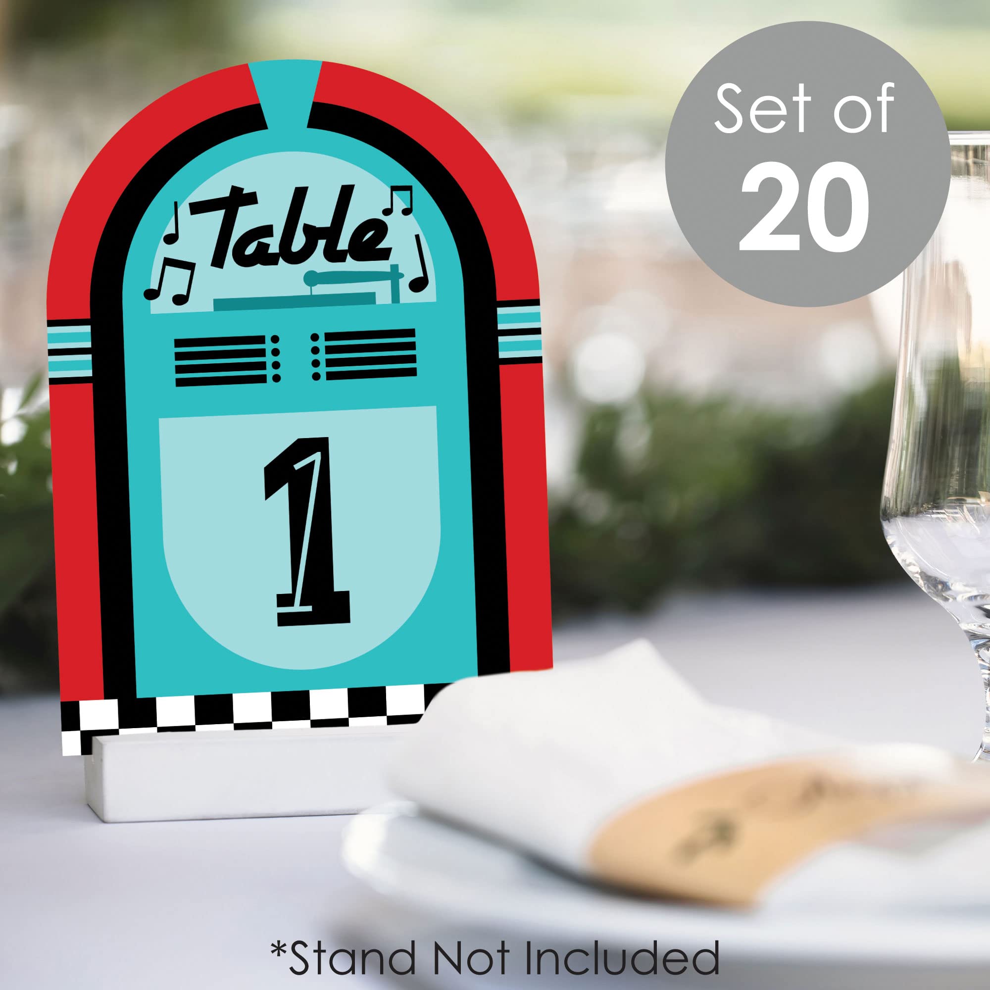 Big Dot Of Happiness 50S Sock Hop - 1950S Rock N Roll Party Double-Sided 5 X 7 Inches Cards - Table Numbers - 1-20