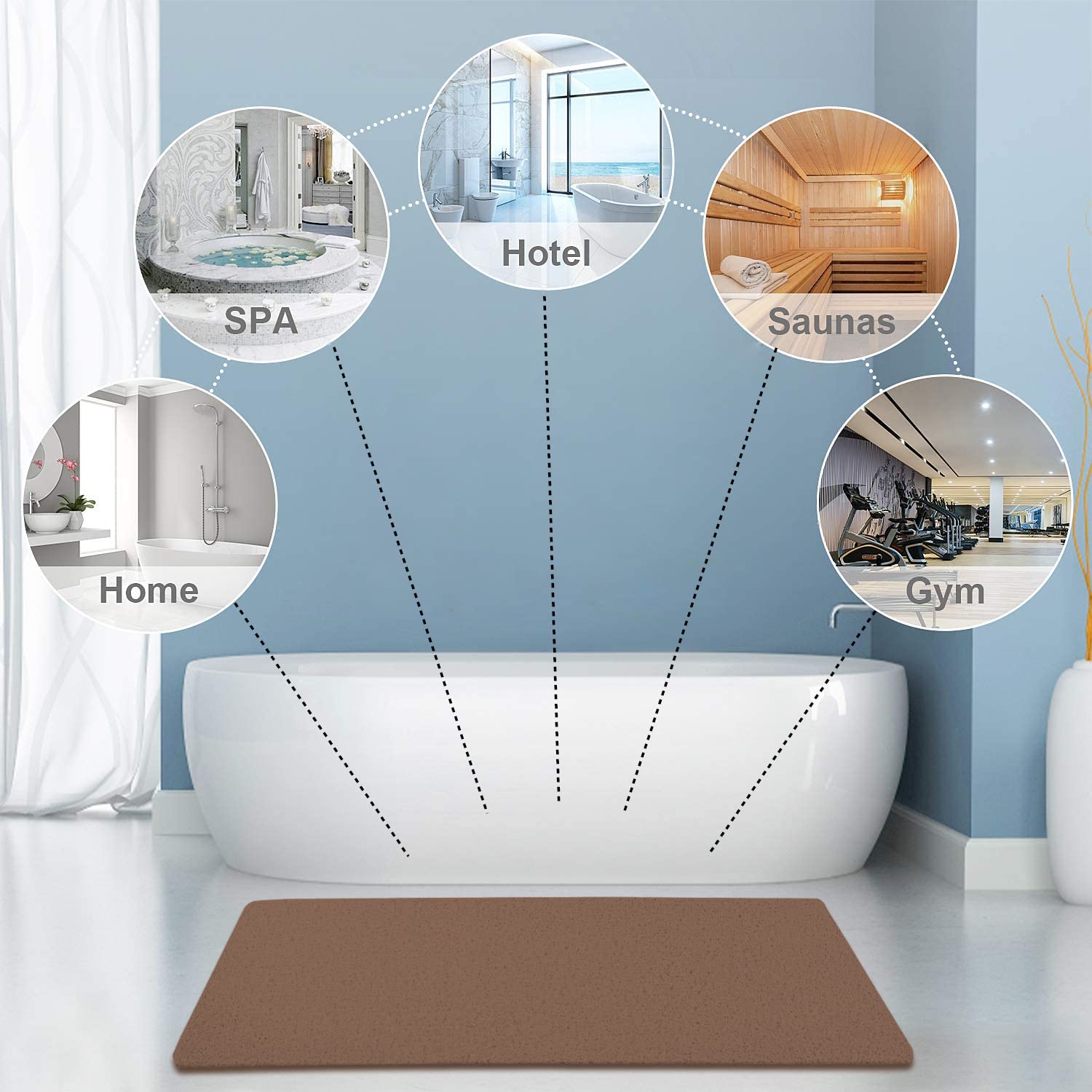 Extra Large Shower Mats Non Slip, 23.6  47.2 Inch, Bath Mat For Shower, Loofah Mats For Shower And Bathroom, Quick Drying, Brown