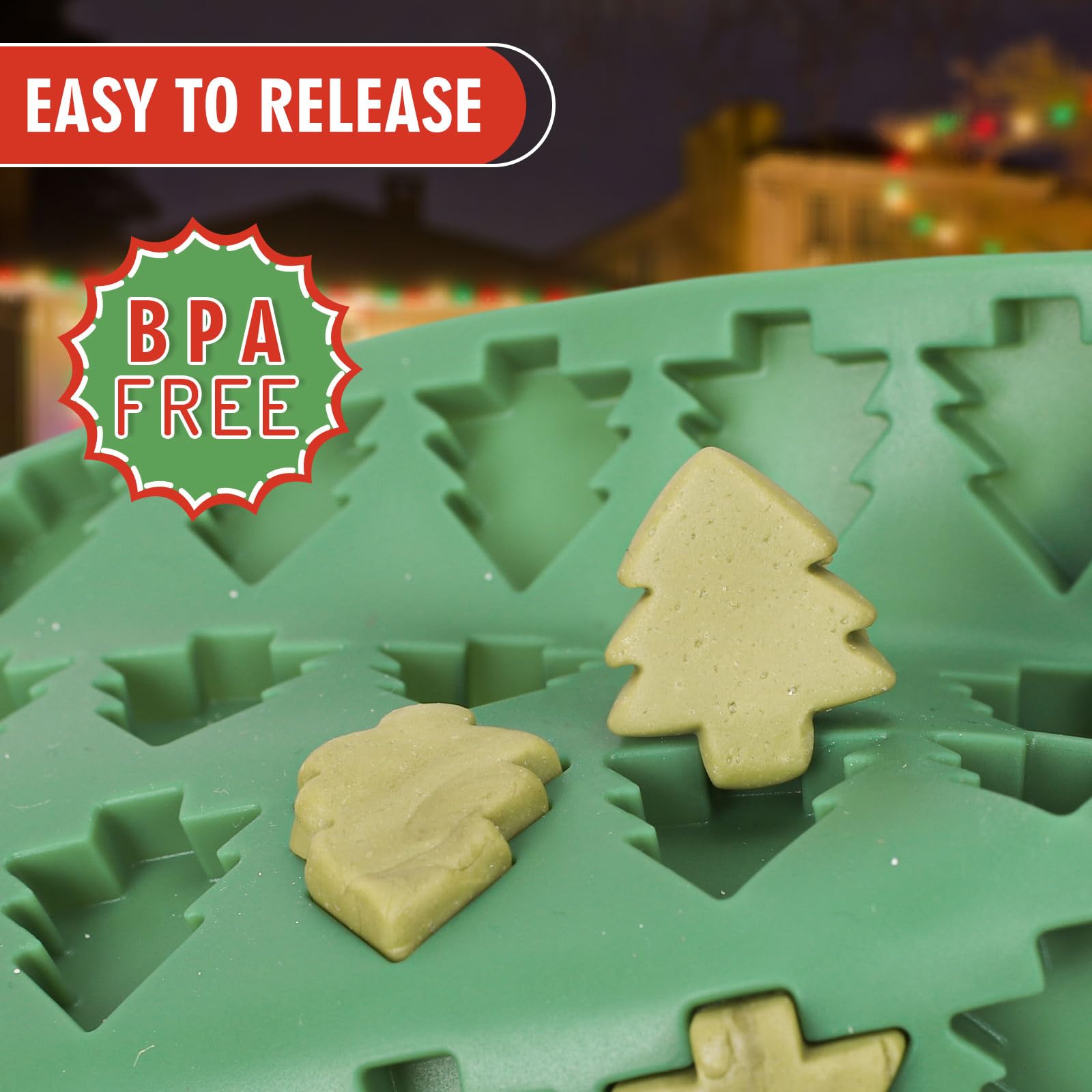 Anydesign Christmas Silicone Molds Mini Xmas Tree & Gingerbread Candy Chocolate Mould Christmas Non-Stick Fondant Baking Mold Fo