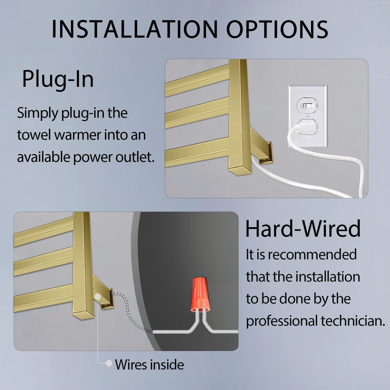 Xbvv Towel Warmer Rack For Bathroom With Timer/Fahrenheit Temperature Control Wall Mounted Electric Heated 10 Bar Rail Plug-In O