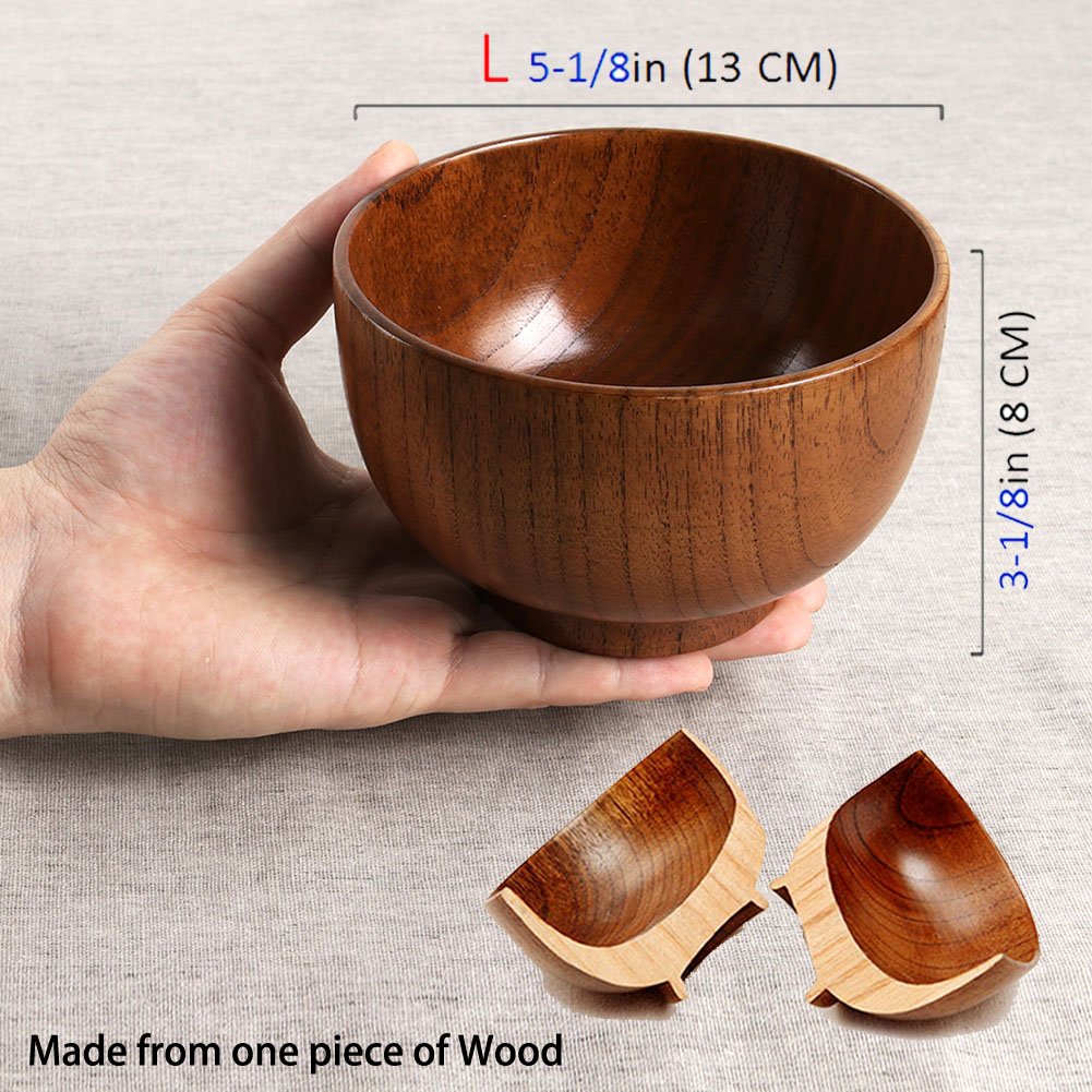 Cospring Handmade Wood Bowl, Mug, For Rice, Soup, Dip, Coffee, Tea, Decoration (1Pc Jujube Bowl, L: 5-1/8 Inch Dia By 3-1/8 Inch