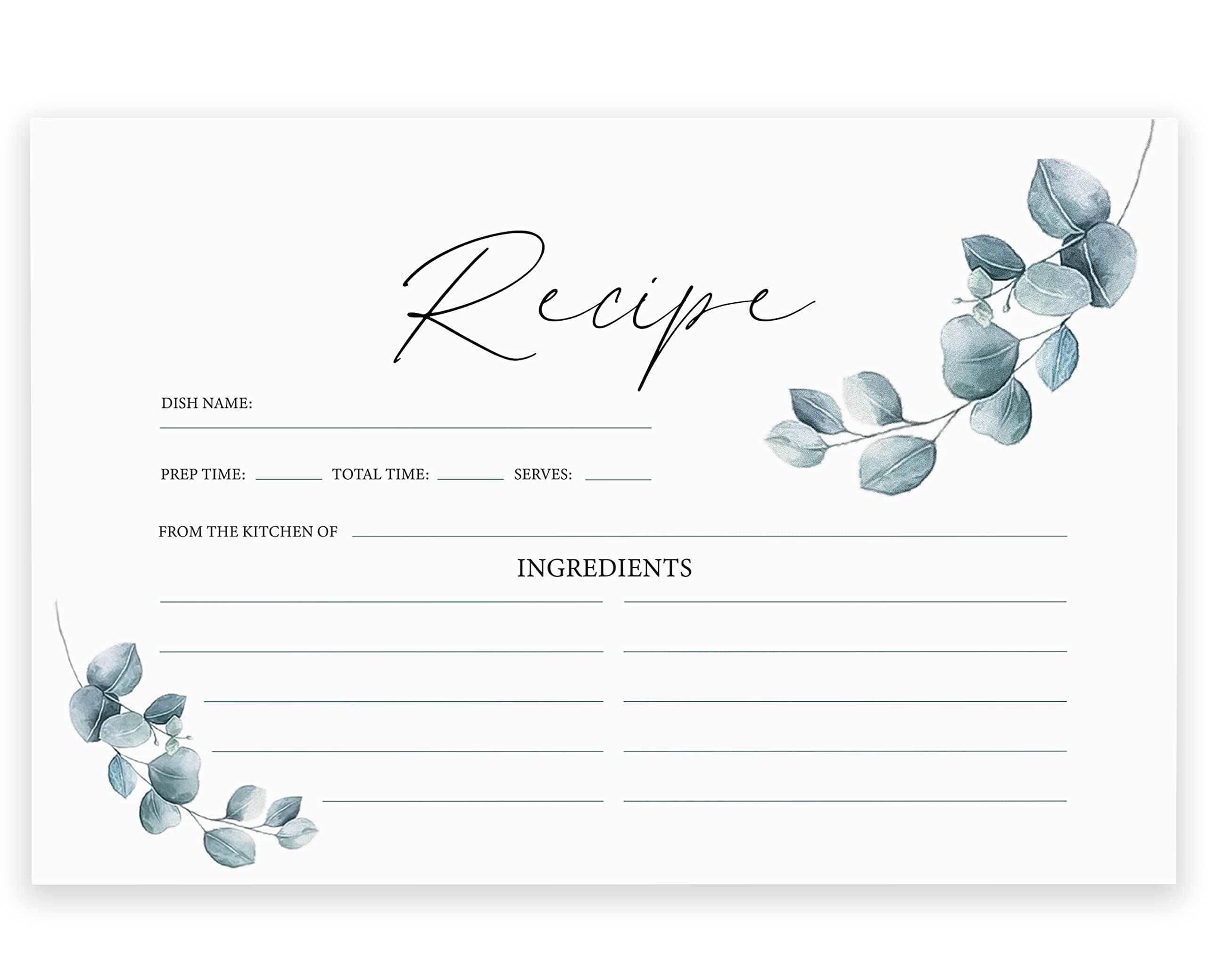Premium Recipe Cards - Double Sided, 4X6 Inches Thick With Plenty Of Writing Space - Set Of 50 Blank Cards - Ideal For Bridal Sh