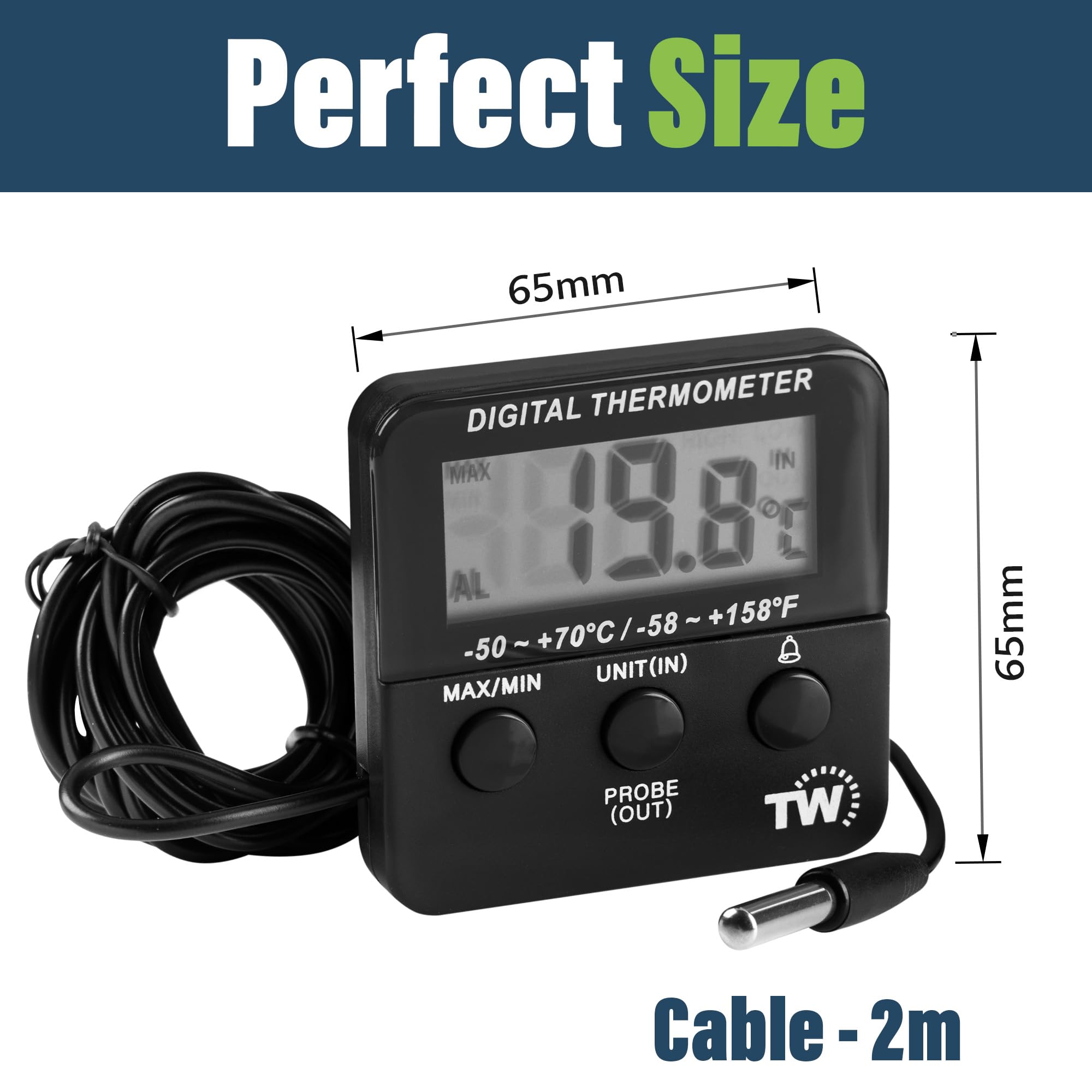 Digital Fridge Freezer Thermometer with Fridge Freezer Temperature Alarm and Max Min Function - Refrigerator Thermometer for Fridge and Freezer Alarm Alert When Temperatures Drop