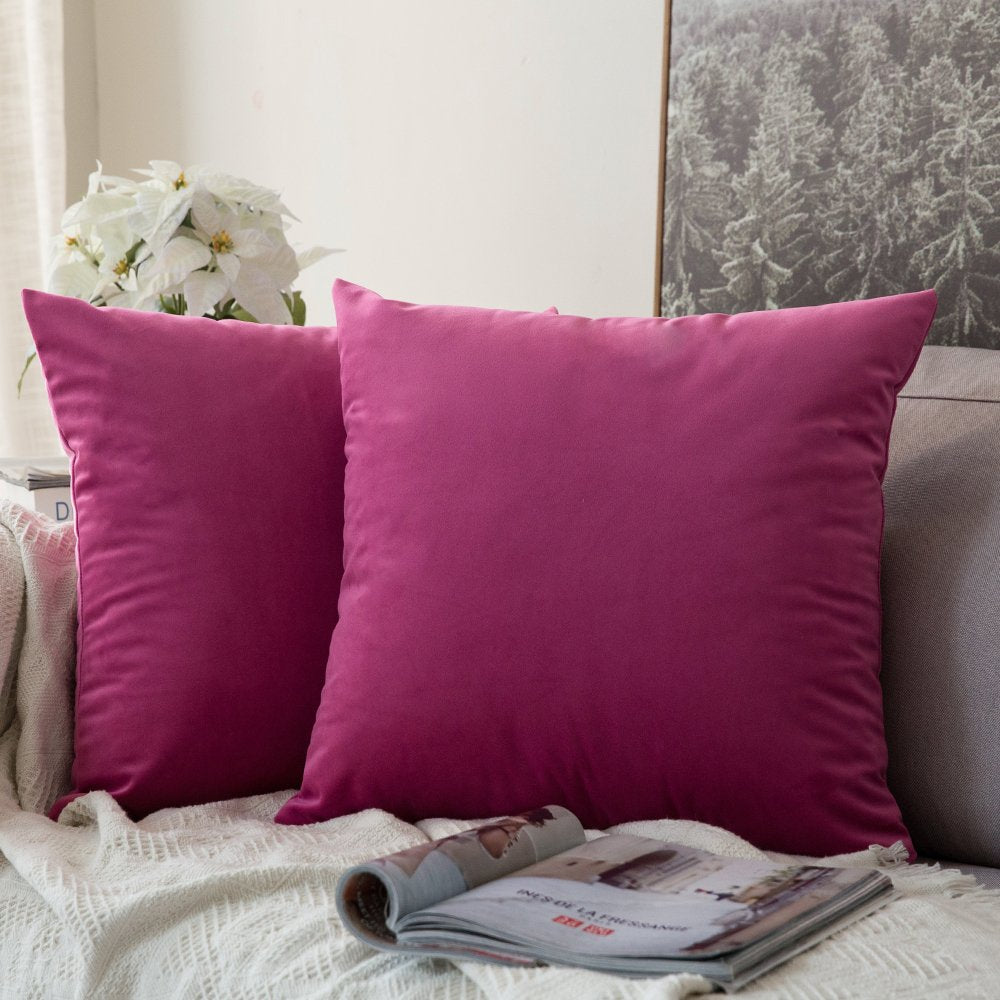 Miulee Pack Of 2 Velvet Soft Soild Decorative Square Throw Pillow Covers Set Cushion Case For Sofa Bedroom Car 16 X 16 Inch 40 X