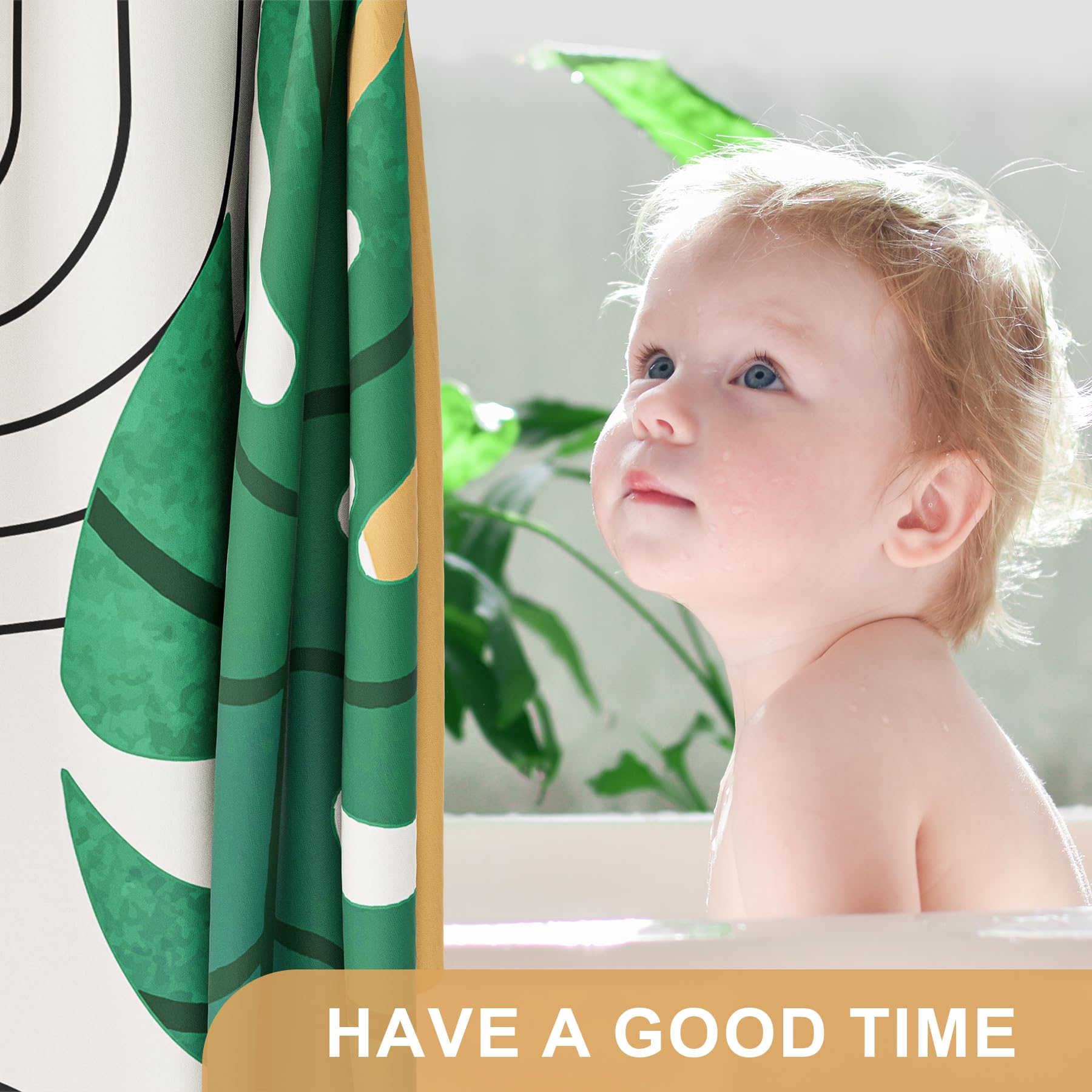 Amazerbath Boho Shower Curtain, Beige And Brown Abstract Cloth Shower Curtain With 12 Metal Hooks, Luxury Washable Farmhouse Pol