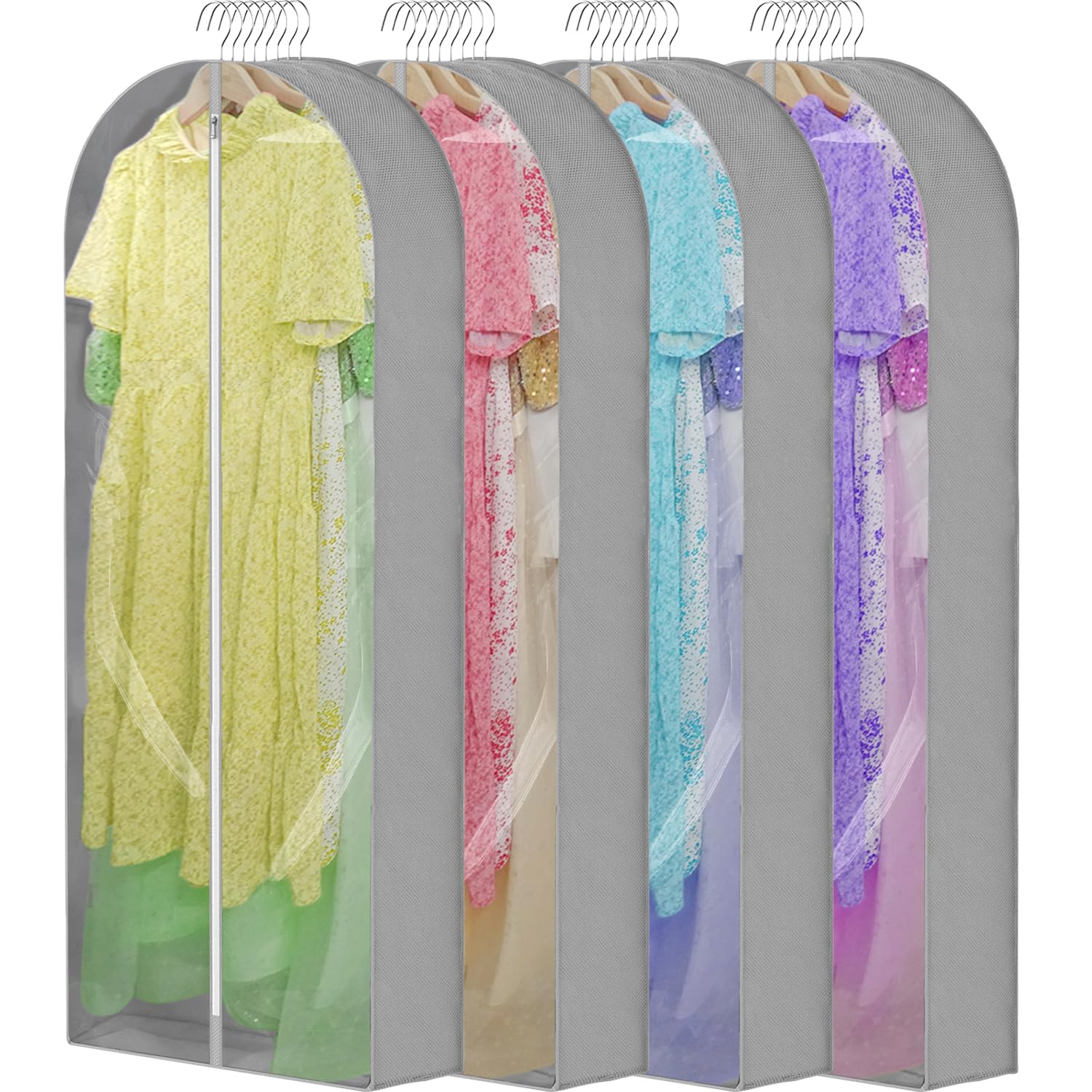 65'' Dress Bags For Gowns Long, 7'' Guessted Clear Garment Bags For Hanging Clothes, Dress Garment Bag, Dress Cover With Clear W