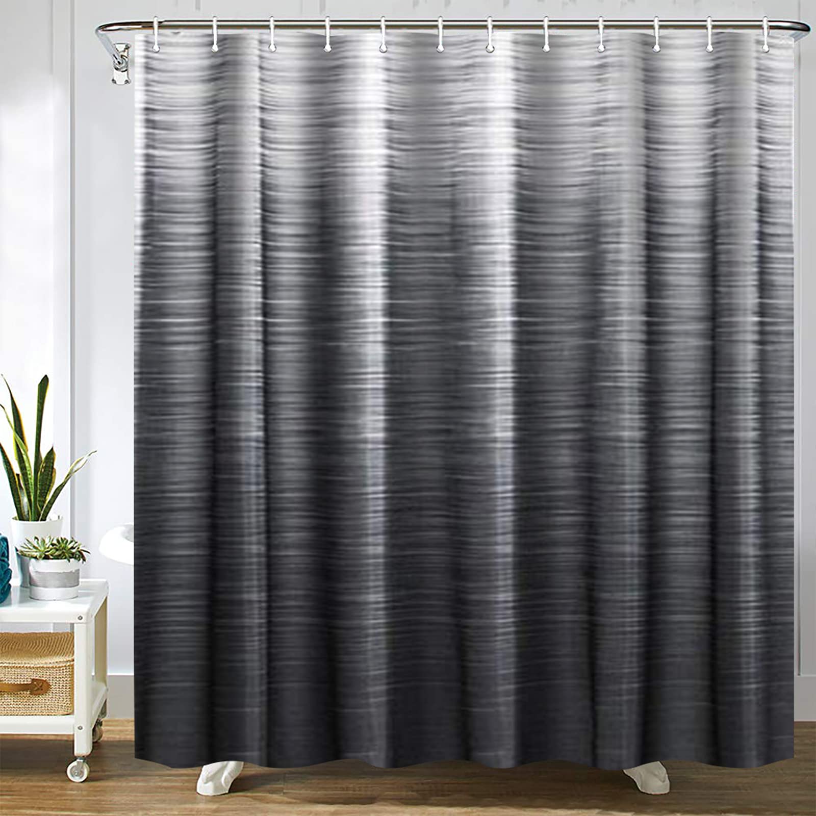 SPXUBZ Black Grey Shower Curtain for Bathroom Modern Ombre Decor Bath Curtains Set with 12 Hooks Minimalist Natural Art Waterproof Shower Curtain Fit for Home Hotel Premium Life 72x72 inch