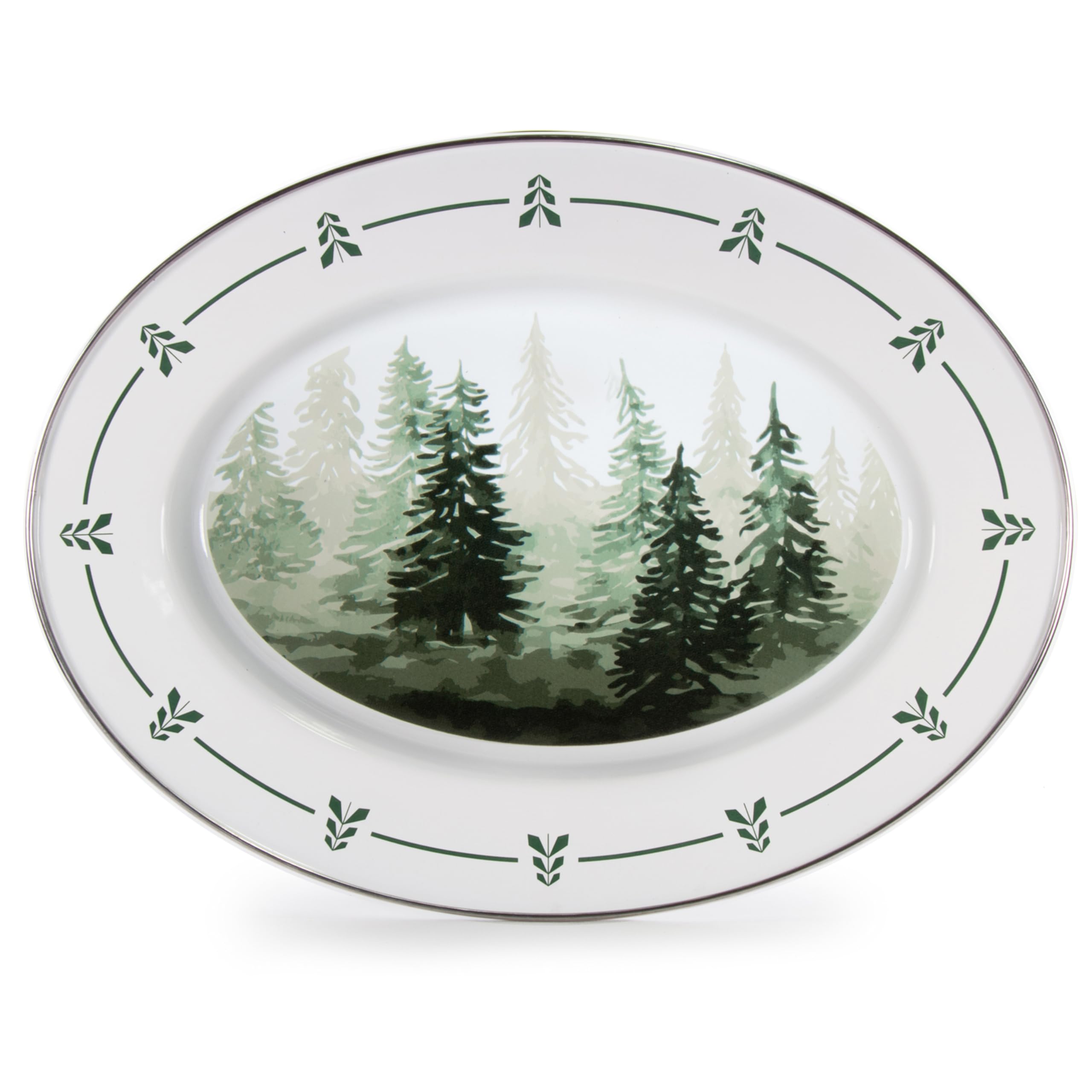 Golden Rabbit Enamelware - 12 X 16 Oval Platter (Forest Glen)