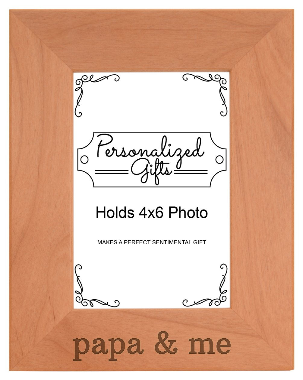 Personalized Gifts Grandpa Gift Papa and Me Grandchild Natural Wood Engraved 4x6 Portrait Picture Frame Wood