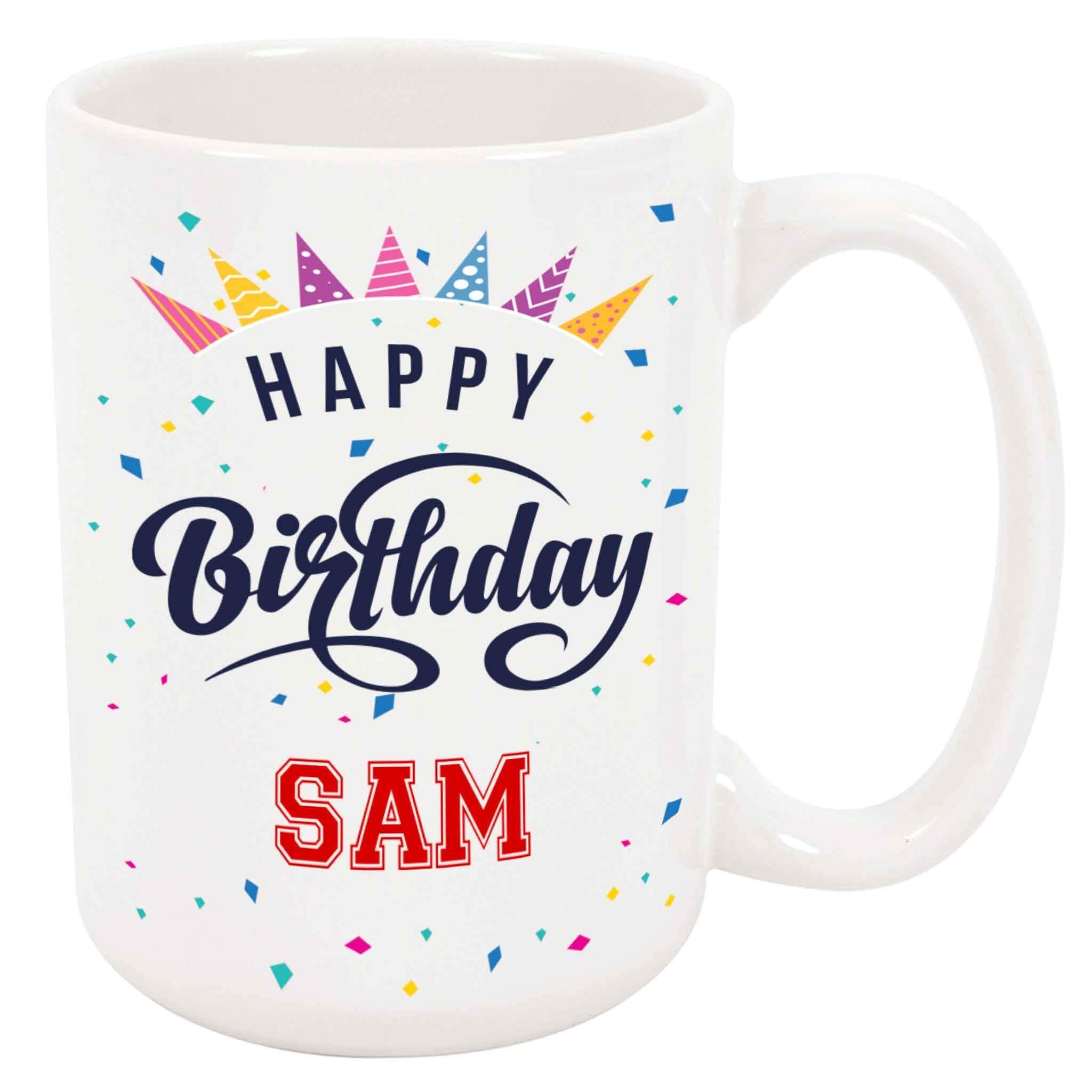 Sam Coffee Mug  Custom Personalized Birthday Ceramic Cup, 11 oz
