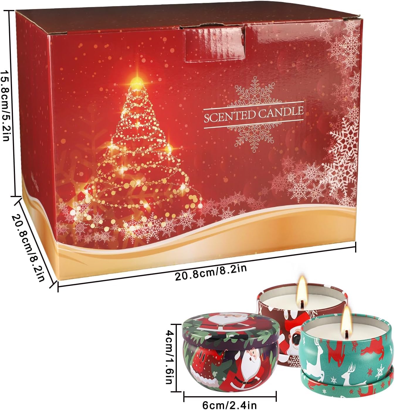 Howemon 36 Pack Christmas Scented Candles Set for Home, Relaxing Stress Relief, Aromatherapy - Natural Soy Wax and Fragrance - G