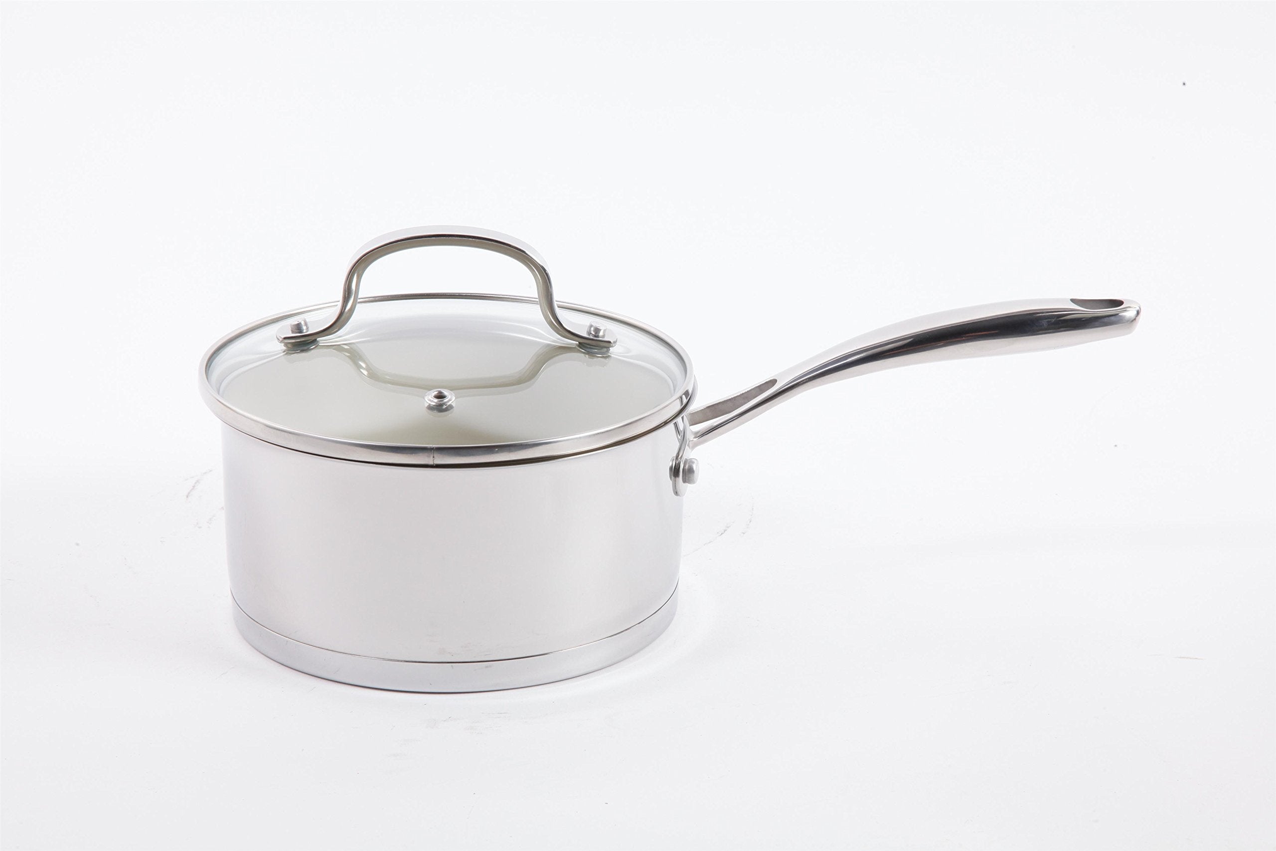 Gibson Cuisine Gleaming 7 Piece Cookware Set with Ceramic Nonstick Interior, Stainless Steel